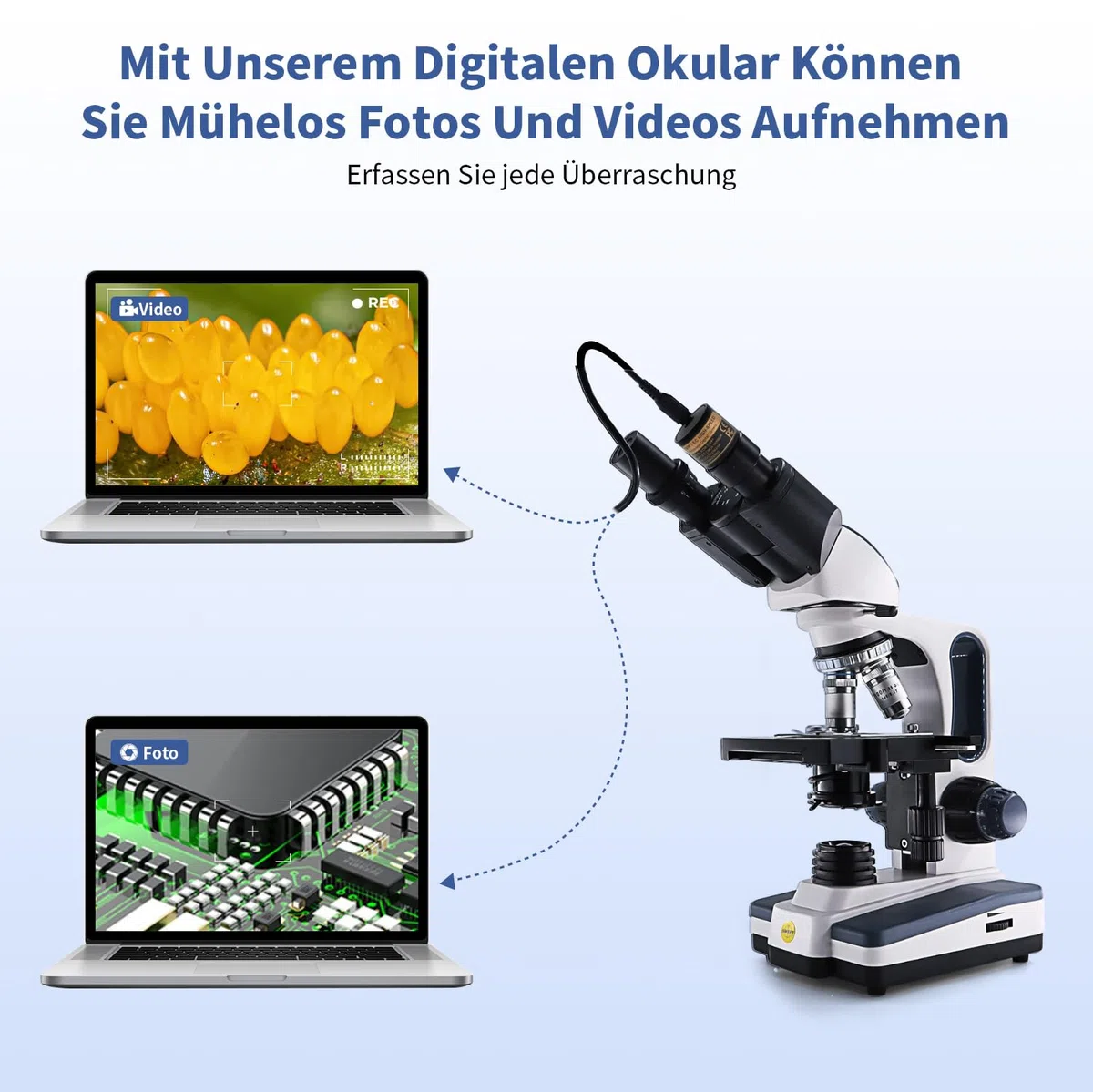 SWIFT EC5R Digitale 5,0-Megapixel-Mikroskop Kamera für Farbfotografie und Video, Okularhalterung, USB 2.0-Anschluss, Windows- und Mac-kompatibel