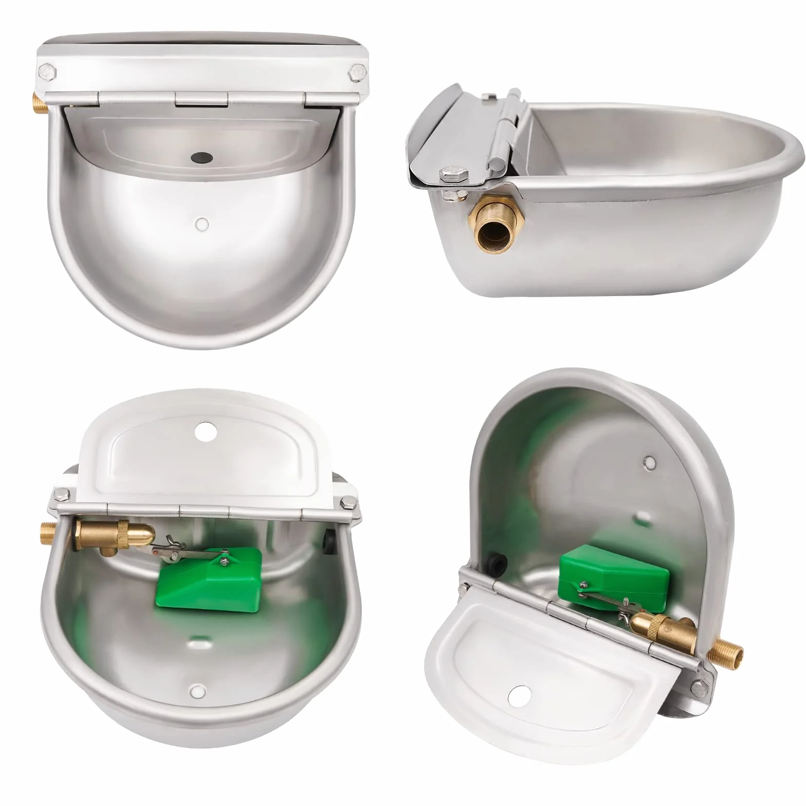 Automatische Tränkebecken mit 1/2 Zoll Schwimmerventil, Edelstahl-Rindertrinkschale, Pferdetrinkschale mit Abflussloch, für Hunde, Rinder, Schaf, Pferde und Viehtrinkrog