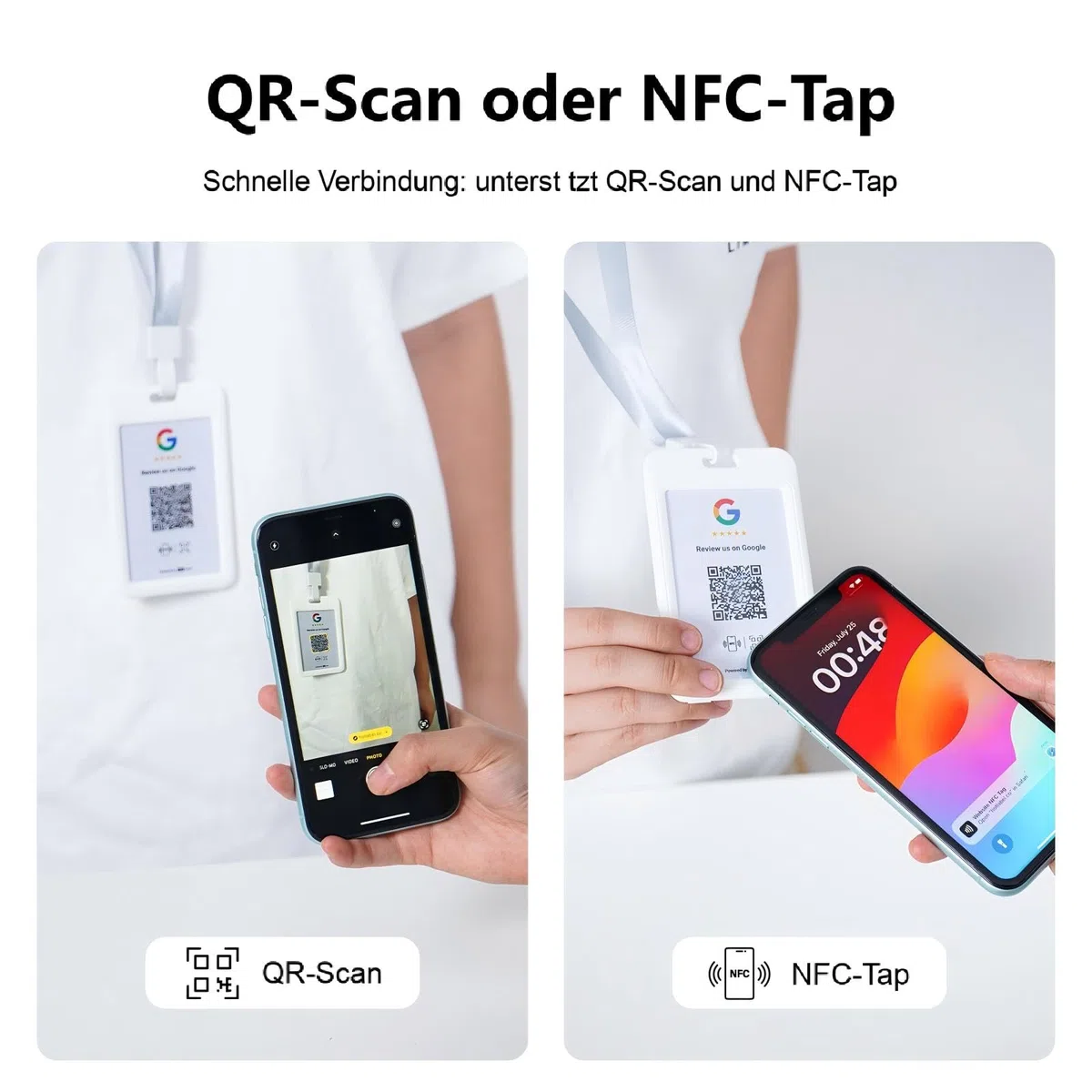 HotLabel – Google Bewertungskarte 5er-Set – Weiß – NFC & QR-Code – 5 unabhängige Bewertungslinks (für 1–5 Geschäfte) – Kompatibel mit allen Smartphones – Keine App, kein Abo
