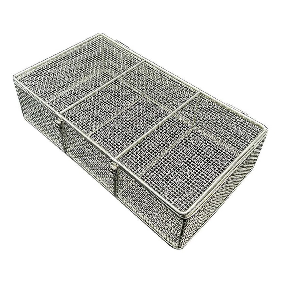 Medical 304 Desinfektionskorb aus Edelstahl, Wiederverwendbare Sterilisationskörbe mit Einziehbarem Griff und Deckel, für Chirurgische Medizinische Dentalinstrumente, WWFKWEMK, 25 * 15 * 10cm