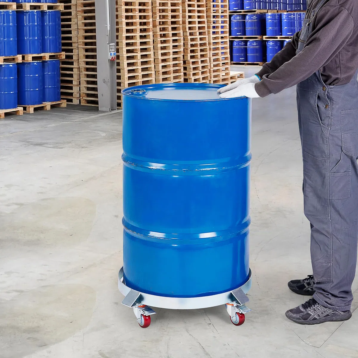 VEVOR Fassroller 250L Transportroller aus Kohlenstoffstahl Metall Rollbrett Innendurchmesser Ø 607mm Fasswagen mit 4 Universalrädern Rollwagen Transportwagen zum Transport von Fass bis zu 454kg