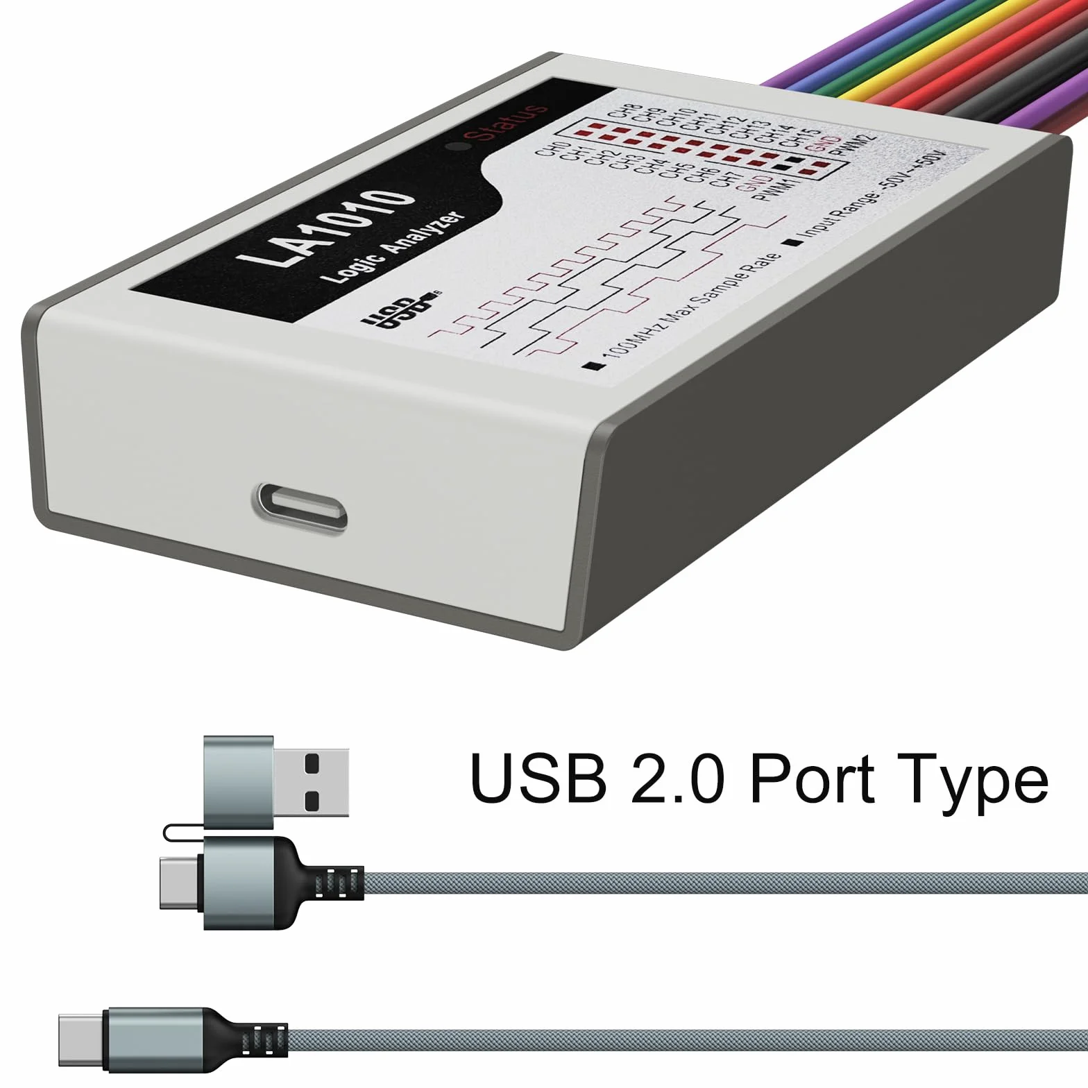 innomaker LA1010 USB Logikanalysator - 16-Kanal 100MHz, Tragbarer Logikanalysator mit PC-Software (Kompatibel mit Windows, Mac OS, Linux)