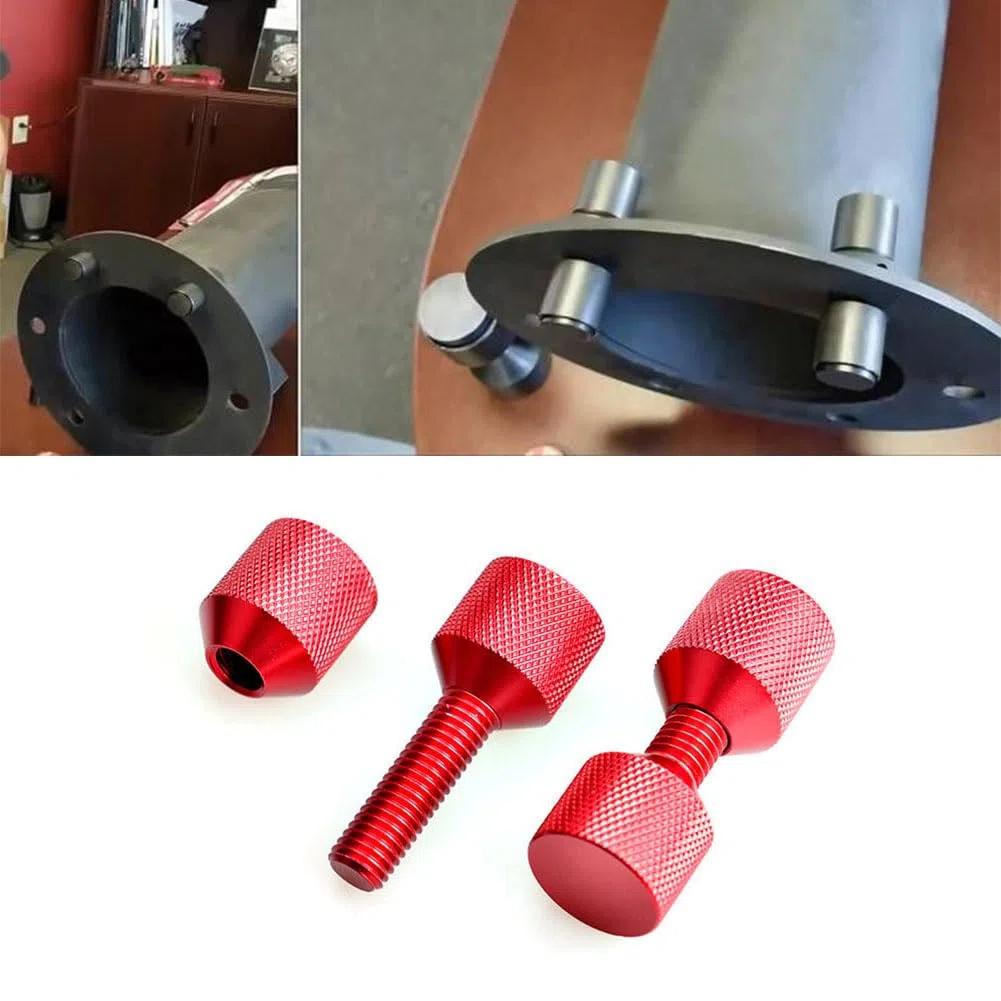 Aluminium-Flansch-Positionierungsstift-Set mit integrierter Wasserwaage, Zwei-Loch-Ortungswerkzeug für 3,8 cm Rohrausrichtung (rot, 4 Stück)
