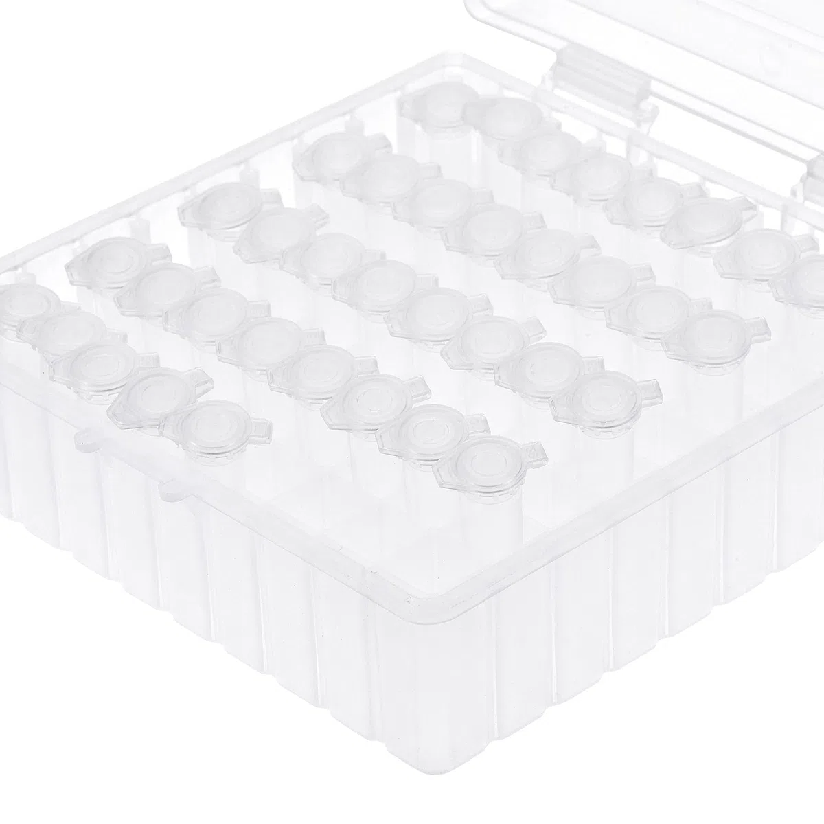 sourcing map Zentrifugenröhrchen, Gefrierschrank-Aufbewahrungsbox, 100 Plätze, wasserdicht, Polypropylen, abschließbar, kryogener Halter für 1.5/1.8/2 ml Mikrozentrifugenröhrchen, Proben, weiß