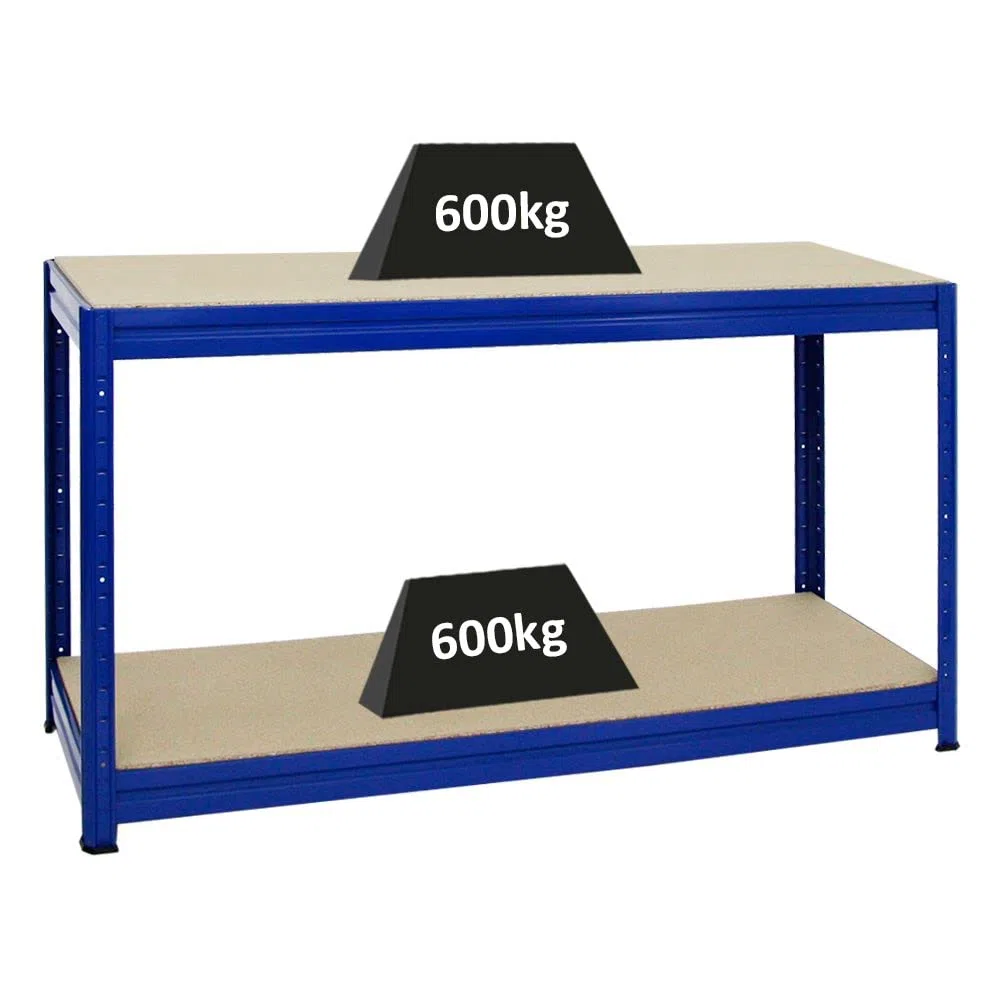 PROREGAL Höhenverstellbare Werkbank Dino Blau HxBxT 90x160x60cm Traglast 600kg Werktisch Arbeitstisch Steckmontage Packtisch