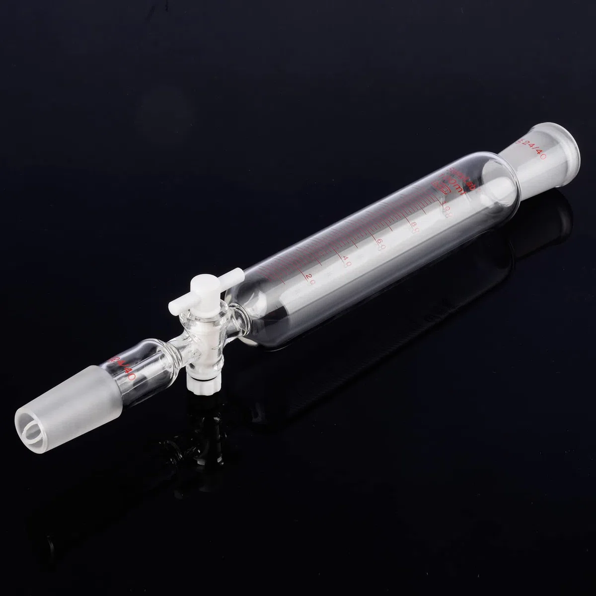 stonylab Additionstrichter, 24/40 Gelenk Borosilikatglas Tropftrichter mit PTFE Absperrhahn für Laborzusatztrichter, 100 ml