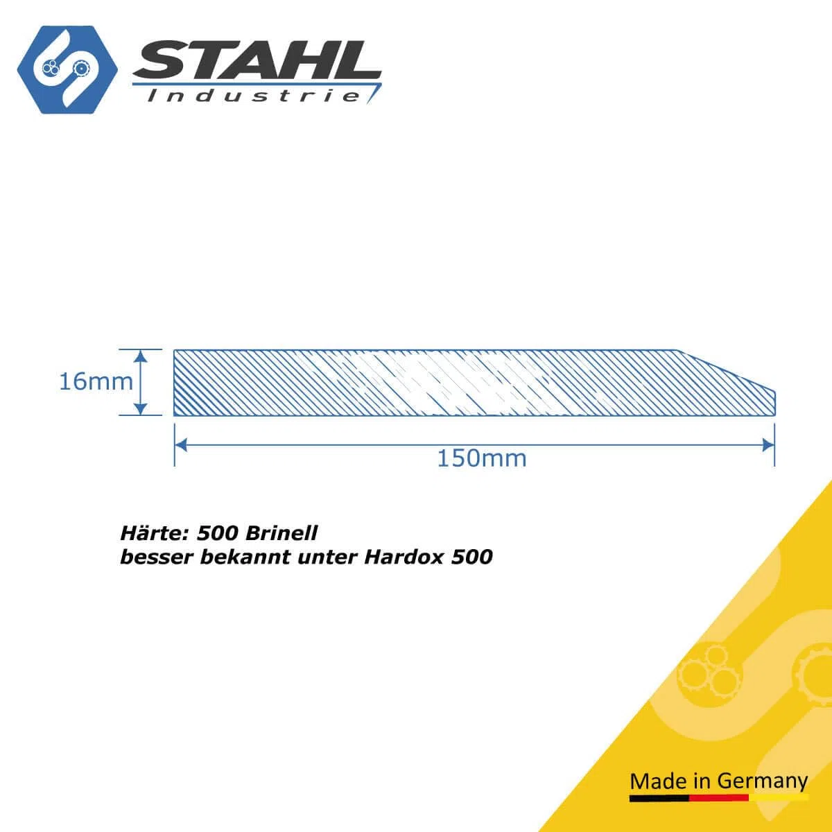 Schürfleiste Messerstahl 500 HB | Querschnitt 150x16mm verschiedene Längen Schneidkante (1000mm)