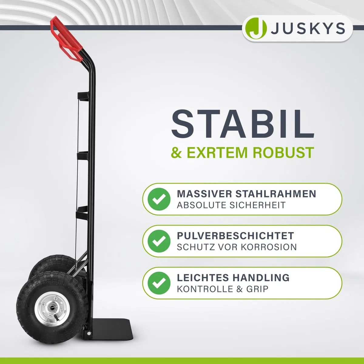 Juskys Sackkarre Basic klappbar - Transportkarre mit großen Luftreifen & massivem Stahlrahmen - Handkarre für Umzug & Getränkekisten