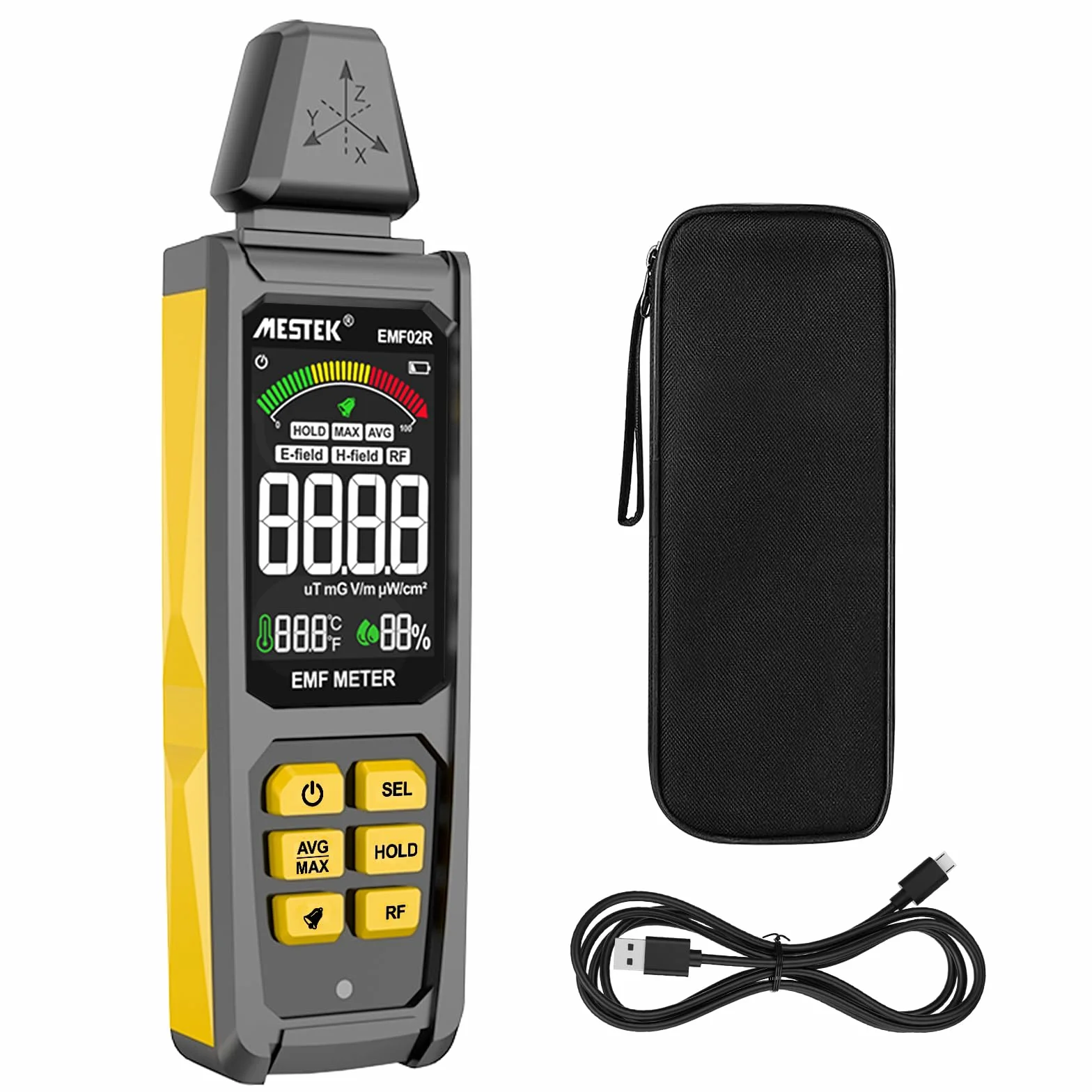 EMF Messgerät, MESTEK 5 in 1 EMF Strahlungsdetektor EF/MF/Radiofrequenz Feld Elektromagnetische,Wiederaufladbares Haus EMF Detektion