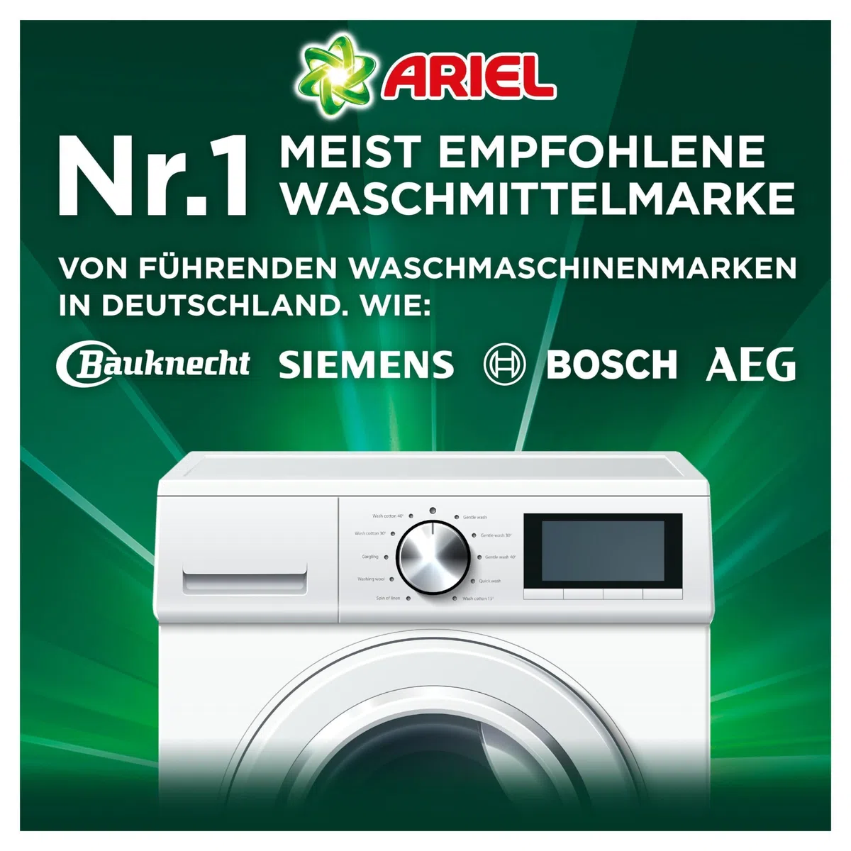 Ariel Waschmittel Pods All-in-1, Waschmittel 19 Waschladungen, Universal+, Kraftvolle Fleckenentfernung in nur 1 Waschgang