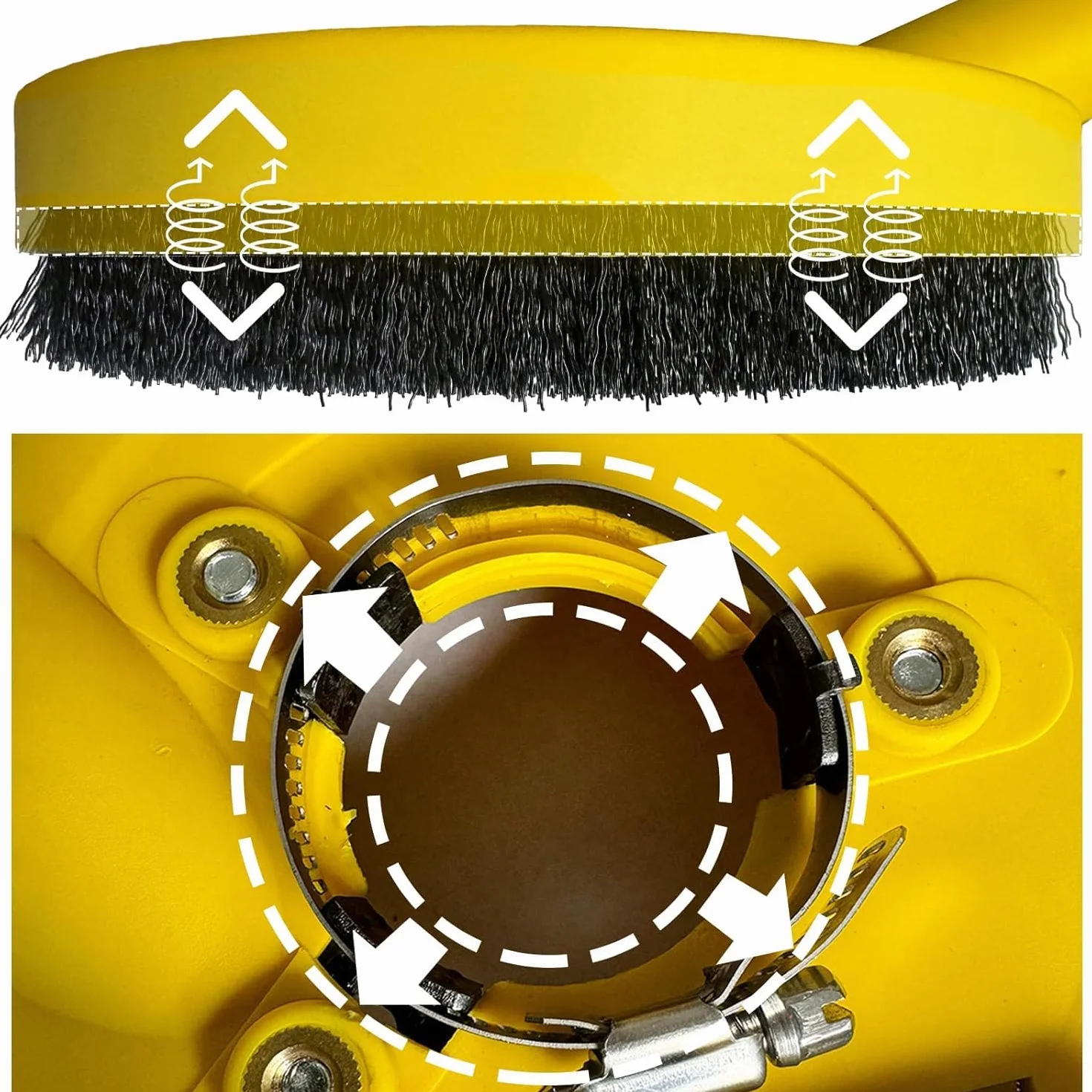 FANZTOOL 3.Generation Absaughaube für Winkelschleifer inkl. 125 mm Diamantschleiftopf PROFI QUALITÄT – Bürsten Auswechselbar – 99% Universal passend – Verstärkter Adapterring – M14 Adapter