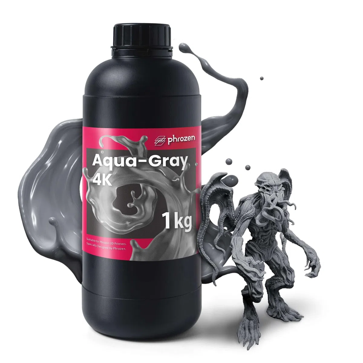 Phrozen Auqa-Gray 4K 3D-Druckerharz | 405 nm UV-Fotopolymerharz für LCD/DLP/SLA-3D-Druck | Hohe Präzision, geruchsarm, nicht spröde – Grau (1 kg)