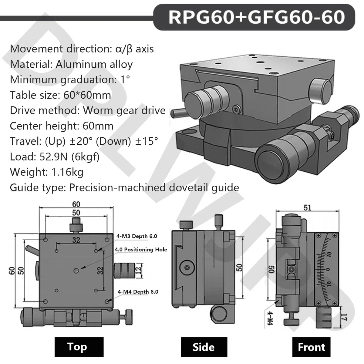 Manueller Radian-Winkeltisch Goniometer Schwenktisch Messung der Verschiebung Radian Manueller Linearer Xy Achsen-Tisch für Optische Gerätepositionierung