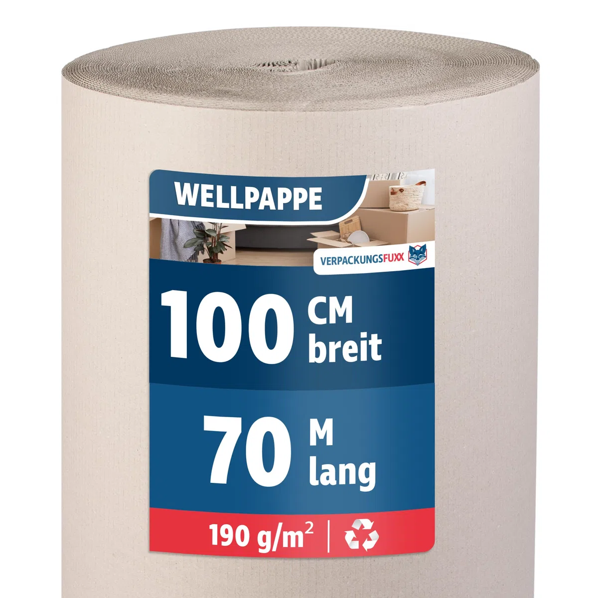 Wellpappe Rolle 1 m x 70 m | Rollenwellpappe für Versand & Lagerung | Vielseitig einsetzbar | Umweltfreundliches & recyclebares Verpackungsmaterial