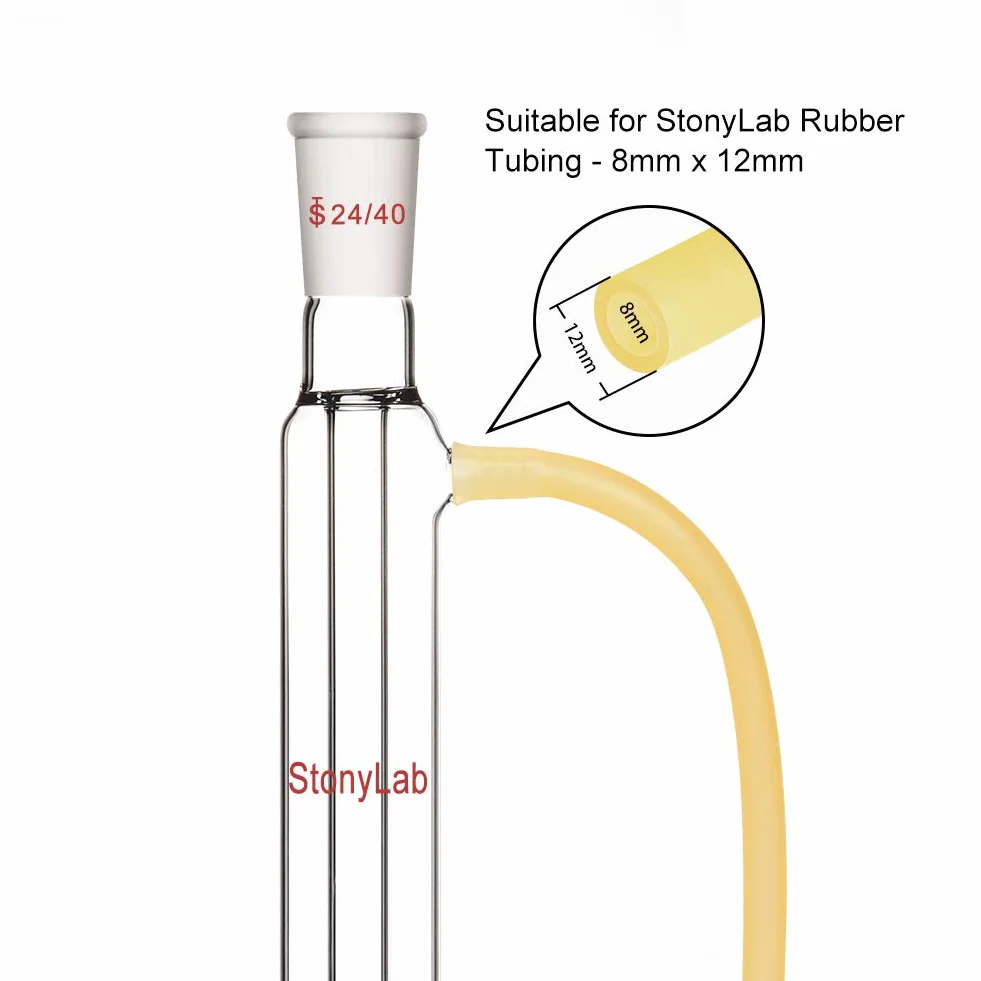 StonyLab Gelenk Liebig Kondensator, Borosilicatglas Liebig Condenser mit 24/40 Joint 300mm Jack Length Lab Glass Destillation Spalte