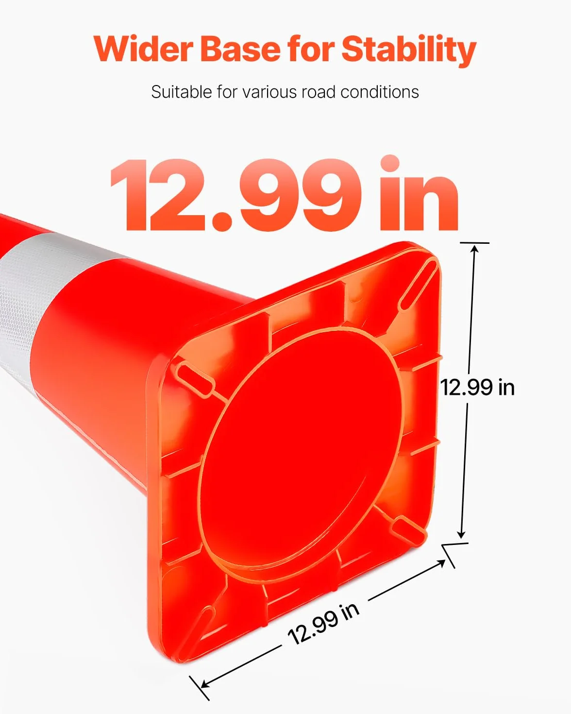 VEVOR 2 tlg. Sicherheitskegel Verkehrskegel PVC-Baukegel, 2 Reflektierende Kragen, Verkehrskegel mit Beschwerter Basis und Handring, für Verkehrskontrolle, Einfahrt, Straßenparken