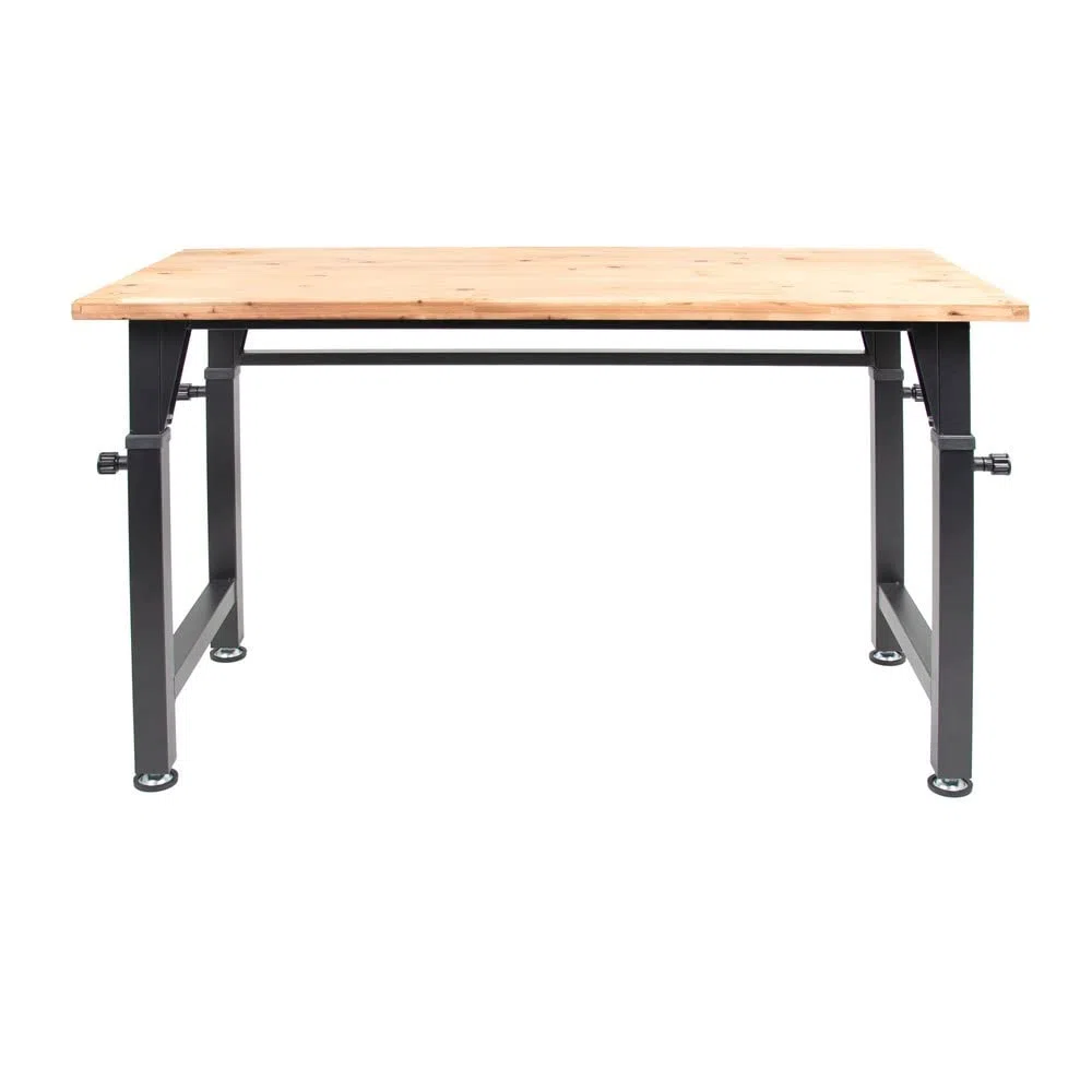 HEMMDAL Werkbank | 200 kg Tragkraft | HxBxT 105 x 135 x 60 cm | 3,5 cm Starke geölte Holzplatte | höhenverstellbar | hochrobust aus pulverbeschichtetem Stahl | Profi-Arbeitstisch | Werktisch