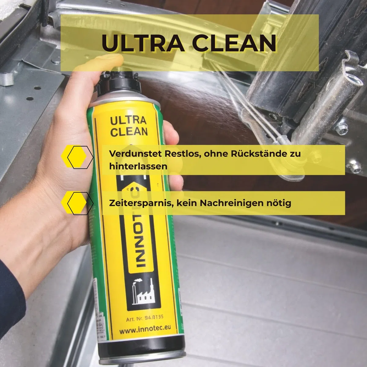 2 Stück INNOTEC Ultra Clean 500 ml Aerosol – Intensivreiniger für KFZ, Industrie und Werkstatt – löst Öl, Fett, Teer, Wachs, Kleber & Schmutz – mit Sprührohr für präzise Anwendung – Premium Qualität