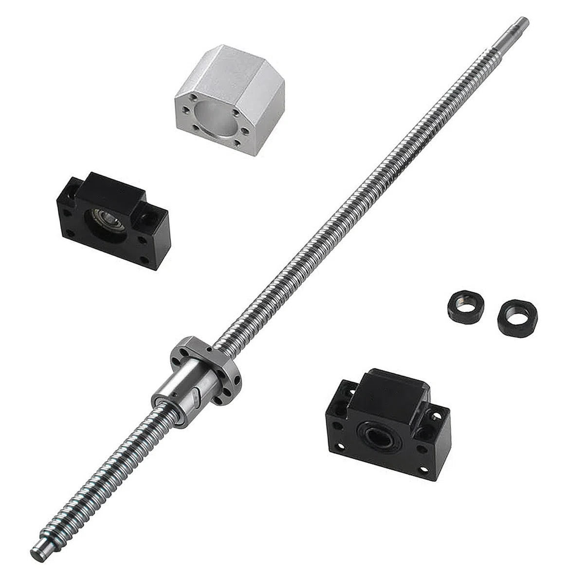 CNCMANS SFU1605 Kugelumlaufspindel Set 1200mm Gewindespindel mit BK12 / BF12 Kugelumlaufspindelstützen und DSG16H Muttergehäuse CNC Teile für Graviermaschine