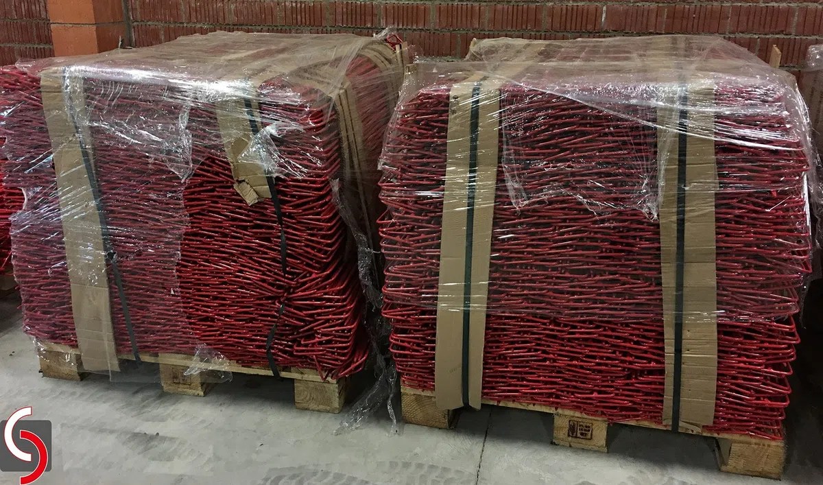 UvV Absperrleinenhalter Laterneneisen 1,2 Meter UVV Sicherheitsbügel - 8 Stück Set - einfache Tauchlackierung (rot 2. Wahl)