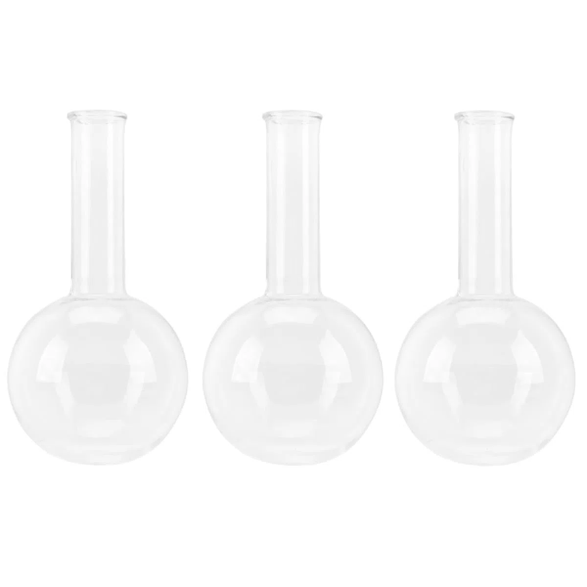 Rundkolben Laborflaschen aus Synthetischem Material mit Gleichmäßiger Wandstärke 3 Stück 250 Ml und Leicht Beobachtbarer Flüssigkeit für Lebenswissenschaften und Bildung