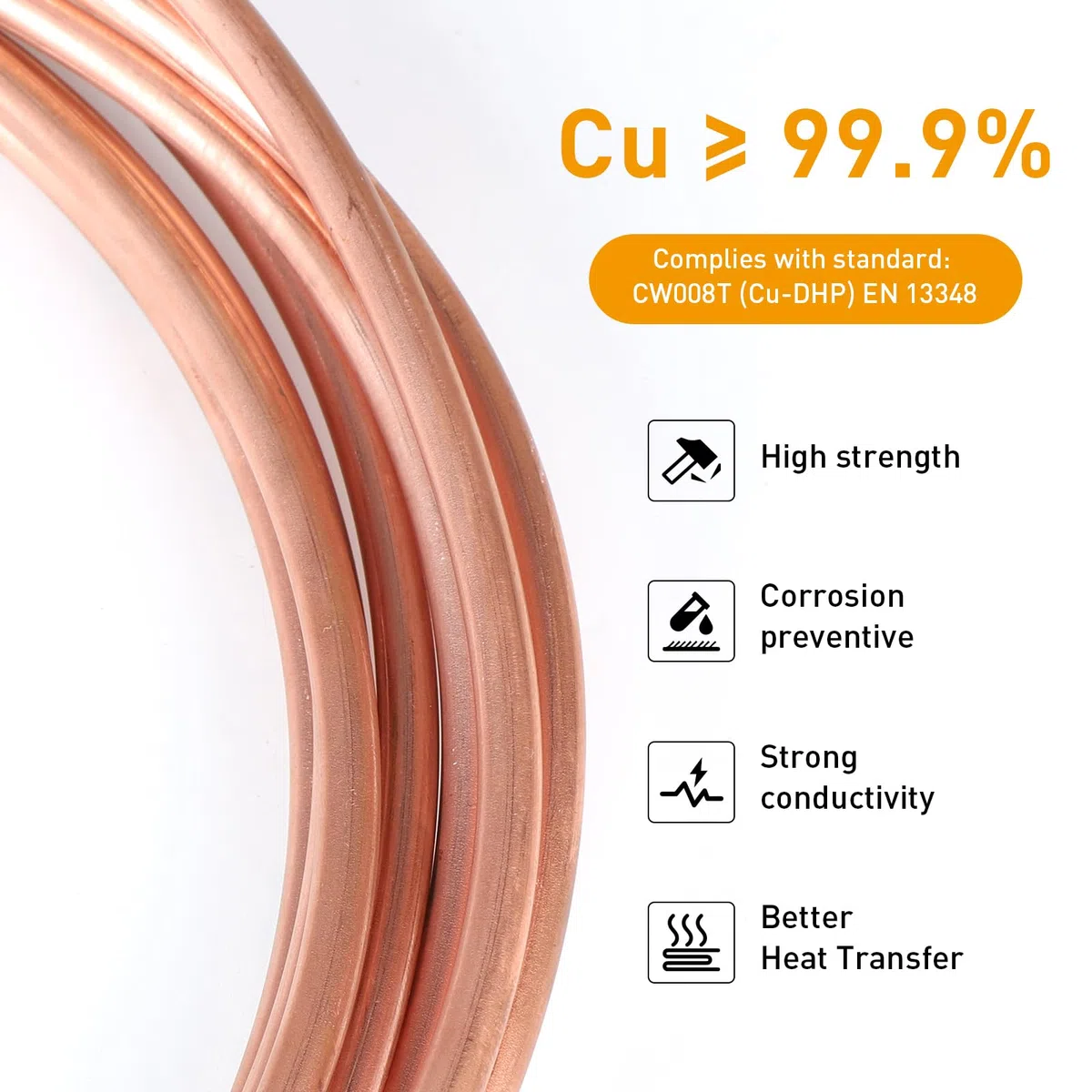 EXLECO 5M Weiches Kupferrohr OD 6mm x ID 4mm x Dicke 1mm Kupferrohr Weich Ringware Gute Duktilität Kupferspirale Rohr Wasserrohr Kupfer Gasrohr Copper Tube Kupferleitung Hydraulikrohr für Kältetechnik