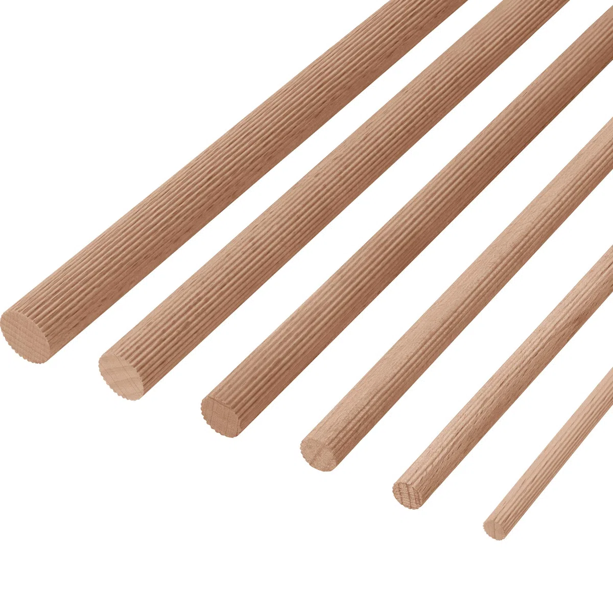 Gedotec Buchen-Rundstab gerillt | Riffel-Stäbe | Bastelstäbe 20 x 1000 mm | 10 Stück | Holzstäbe aus Buchenholz zum Basteln | Rundstab aus Massiv-Holz rund | Bastelstäbe Holzbau-Stöcke | Holzstäbchen