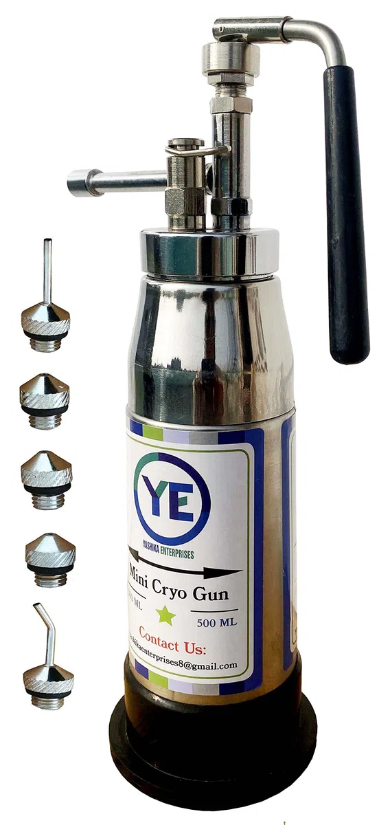 Mini Cryo Gun Flüssiger Stickstoff Spray 300ml 5 Gefrierköpfe Mini Cryo Gun CO2 Fester leerer Tank