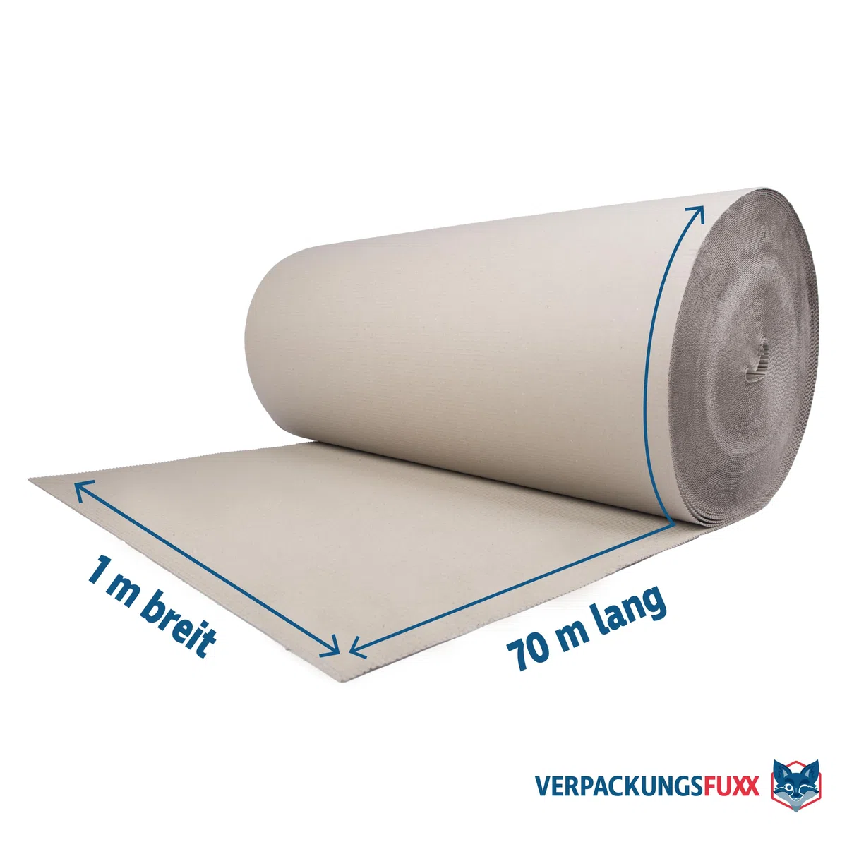 Wellpappe Rolle 1 m x 70 m | Rollenwellpappe für Versand & Lagerung | Vielseitig einsetzbar | Umweltfreundliches & recyclebares Verpackungsmaterial