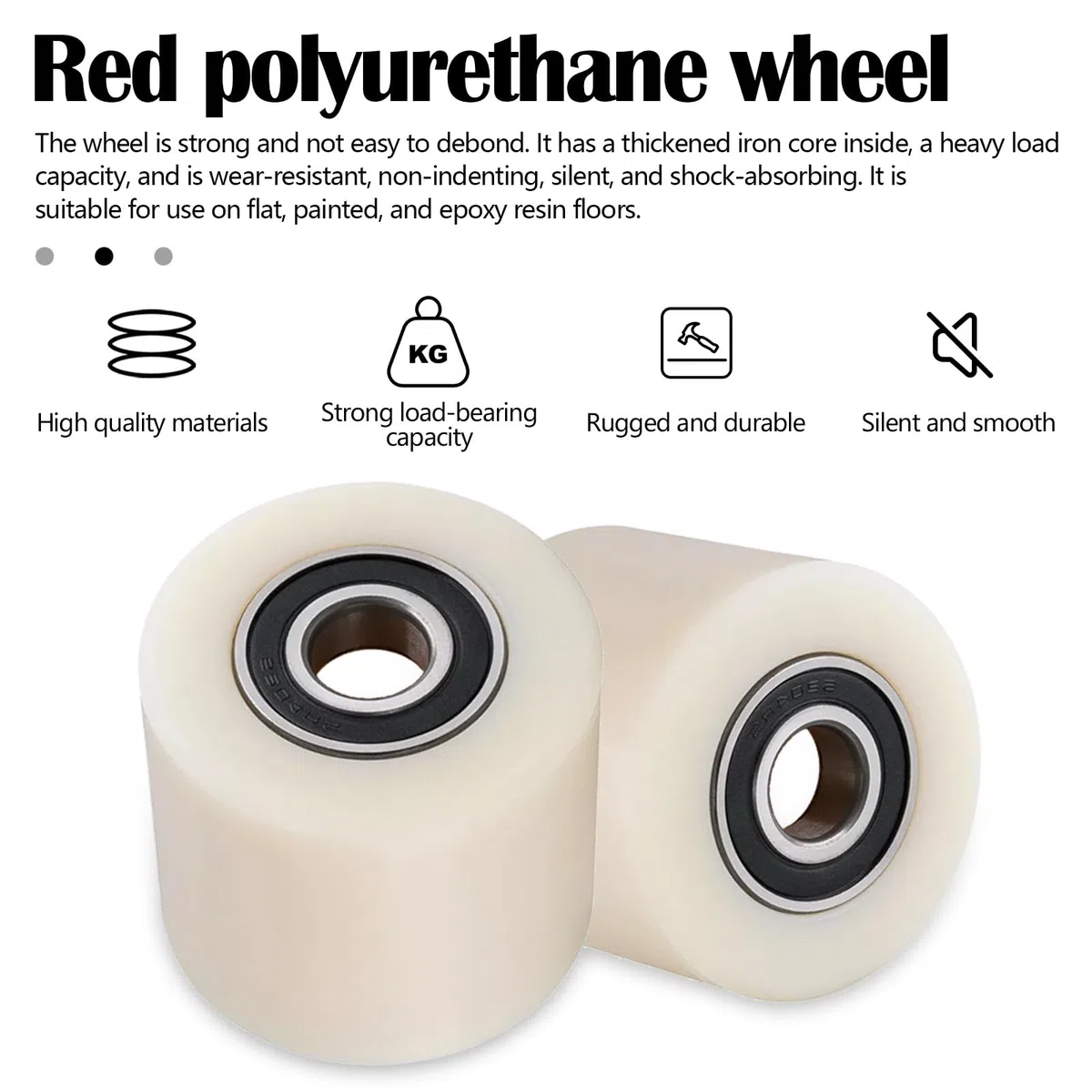 4 Stück Hubwagenrollen Nylon 80 x 70mm, Achse 20mm Hubwagen Rollen mit Kugellager Hubwagenräder Hubwagenrollen Räder Rollen Belastbarkeit 1000kg für Hubwagen Transportwagen