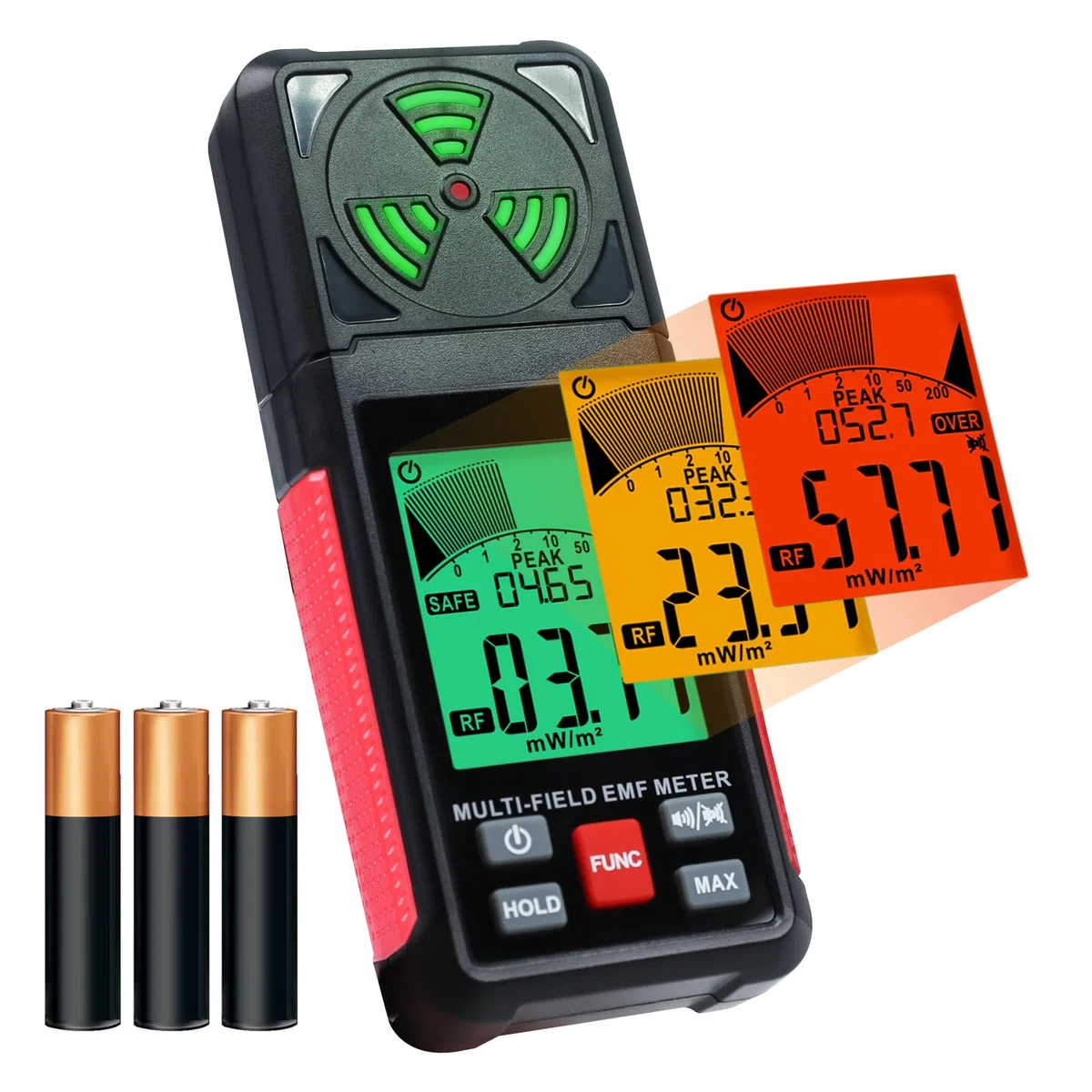 EMF Messgerät Strahlungsdetektor Digitaler Elektromagnetische Felder Handgehaltener EF/MF/RF Elektromagnetische Strahlung Messgerät mit LCD Alarm EMF-Inspektionen für Zuhause, Büro, Outdoor