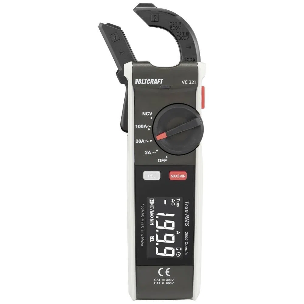 VOLTCRAFT VC-321 Stromzange CAT II 600 V, CAT III 300 V Anzeige (Counts): 2000