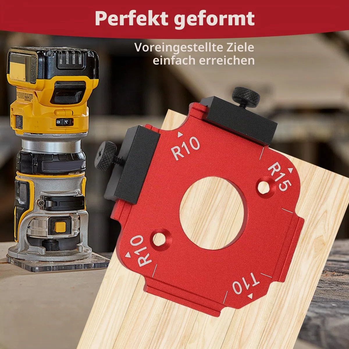 Frässchablone Oberfräse, 7 Stück Router Jig Radius Schablone für Holzbearbeitung R10 R15 R20 R25 R30 R35 R40 R50 R60 T10 T20 T30 T35 T40 T50 T60 Aluminiumlegierung Eckradius-Schablone