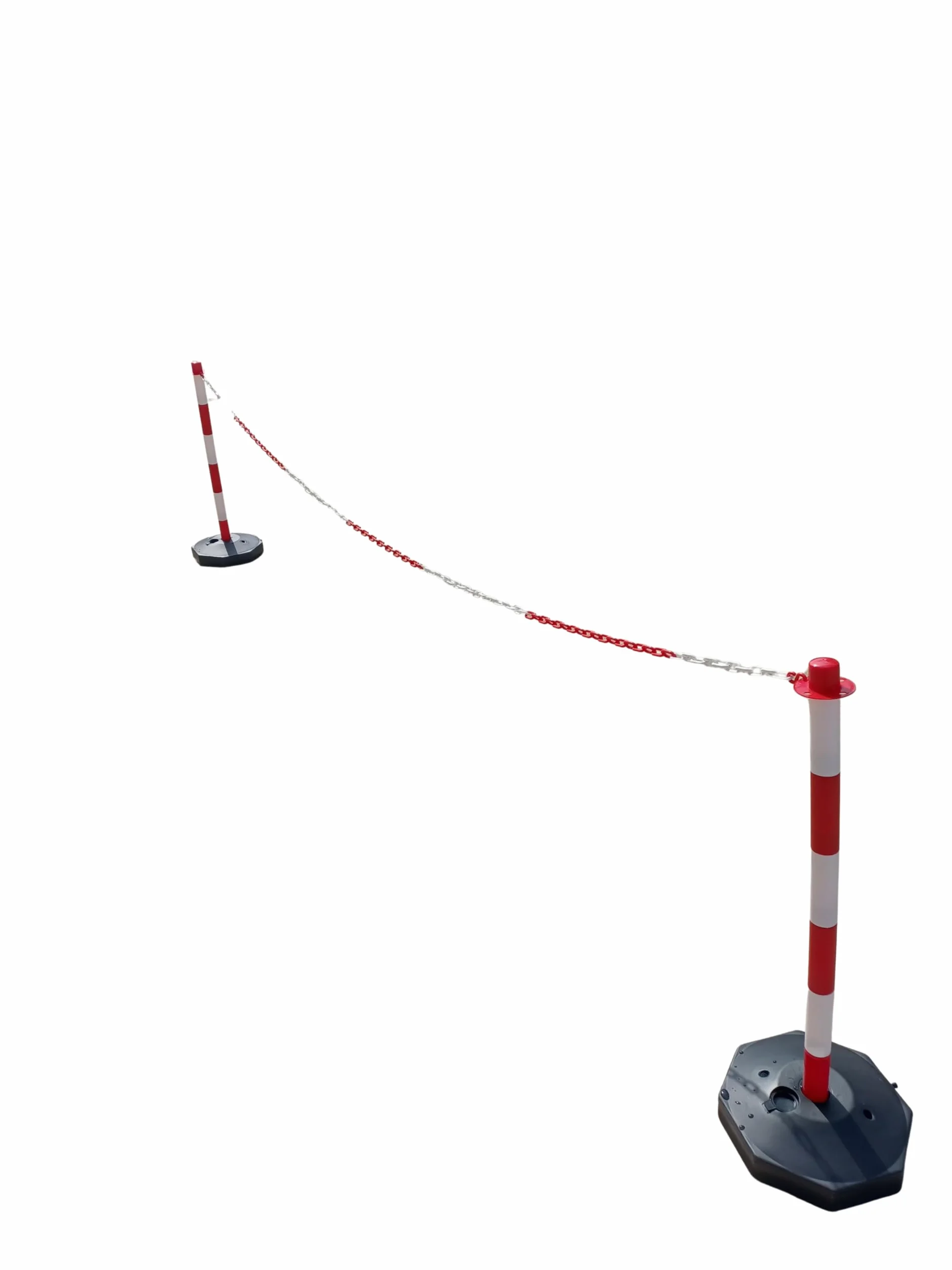GC2-CH3 Paar Kunststoffpfosten mit 3 m Kunststoffkette (Rot-Weiß, 3 m)