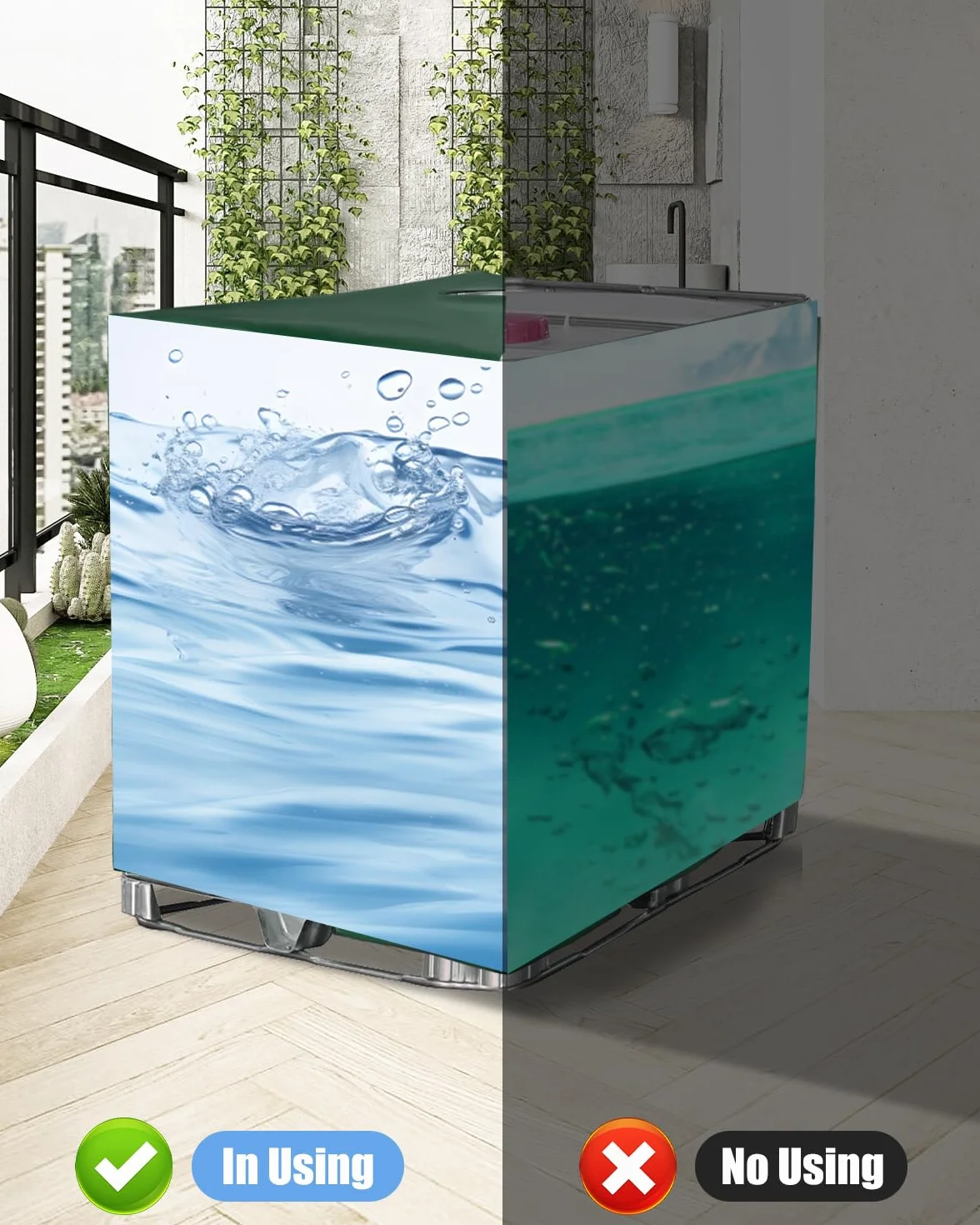 2PC IBC Tank Abdeckung, Wassertank Abdeckplane 1000L, IBC Container Zubehör, IBC Wassertank Abdeckung für Wasserfass, Anti-UV Schutzplane Regenwassertank Abdeckung, 116 x 100 x 120 cm