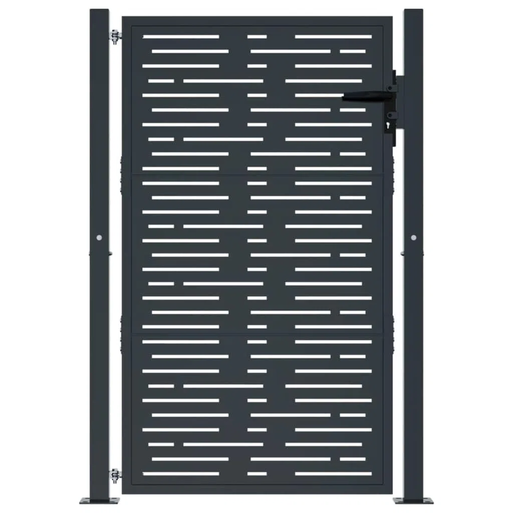 Gartentor Anthrazit 105x155 cm Stahl mit Quadratischem Design, Abschließbar Hoftor Eingangstor für Garten Terrasse, Tor Zauntor Gartenpforte