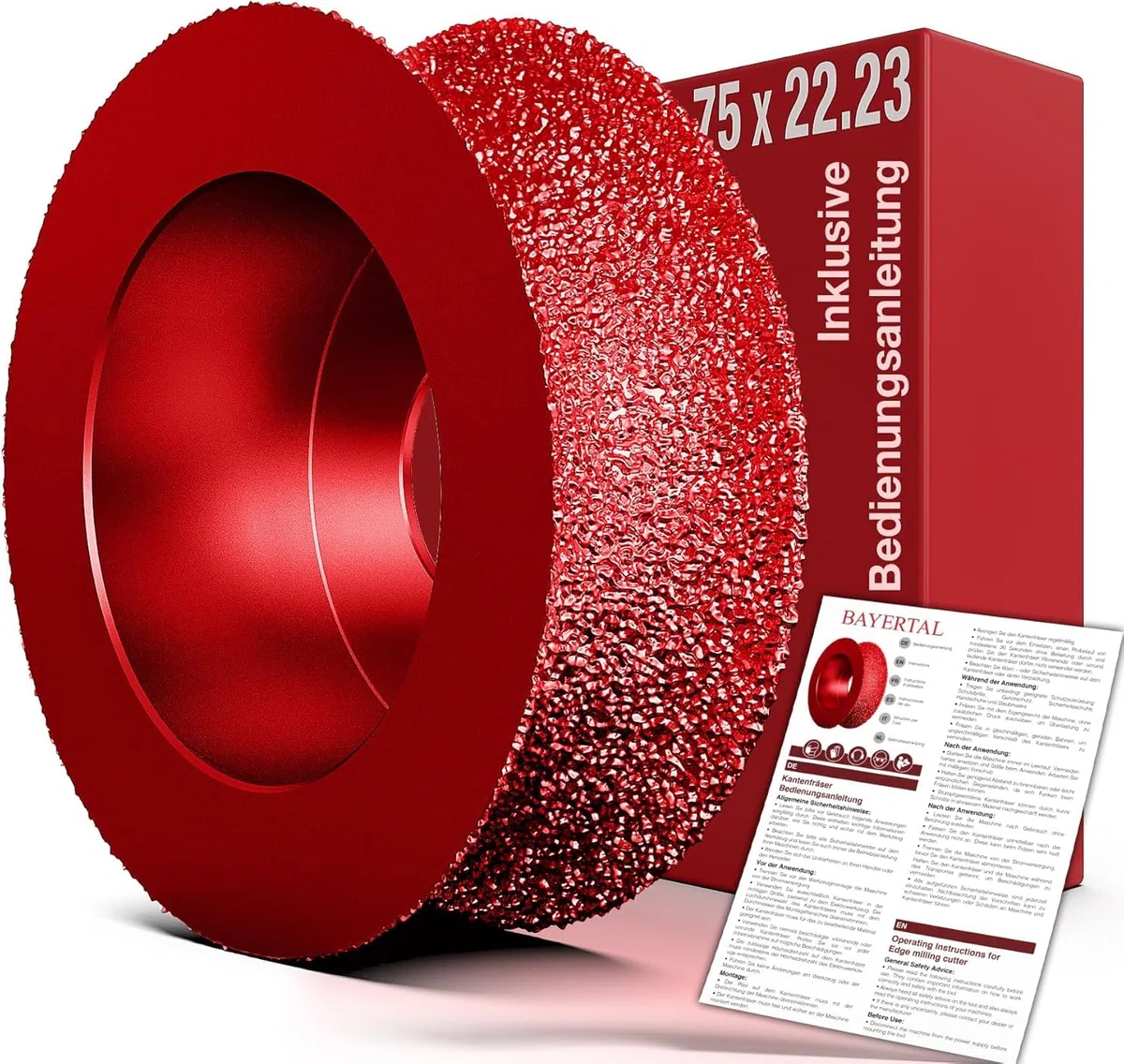 Diamant Außen Kantenfräser Ø 75 mm x 22,23 R10 - Premium Qualität zum Abrunden von harten Fliesen, Granit u.v.m - Abrundfräser für hochwertige Präzise Ergebnisse - Radiusfräser 75mm R10