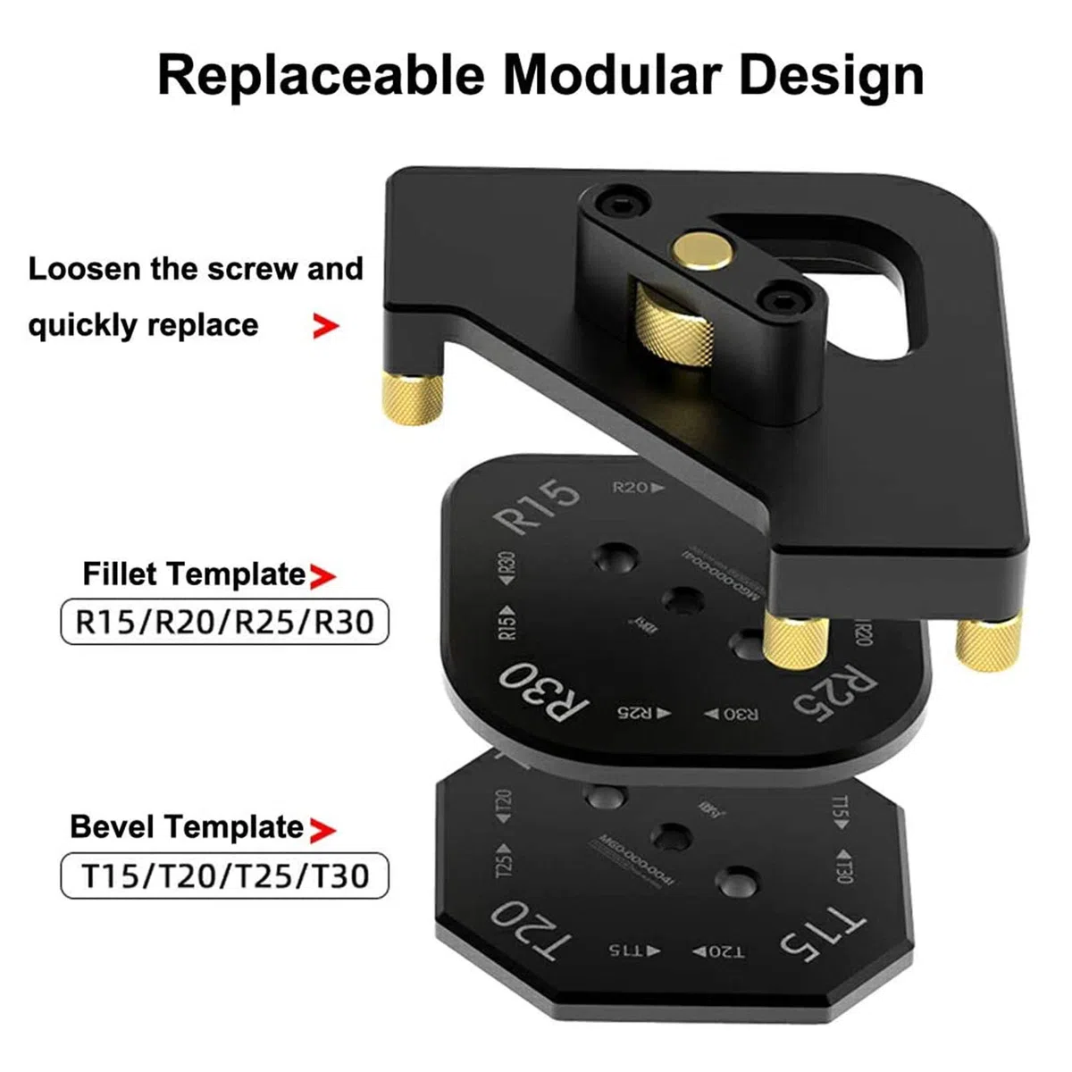 8 in 1 Frässchablonen für Oberfräse, Aluminiumlegierung, Radius Jig Router Templates, Radius Halbrunde Eckradius Quick-Jig Router Tischvorlage Vorlagen (R15/20/25/30+T15/20/25/30)