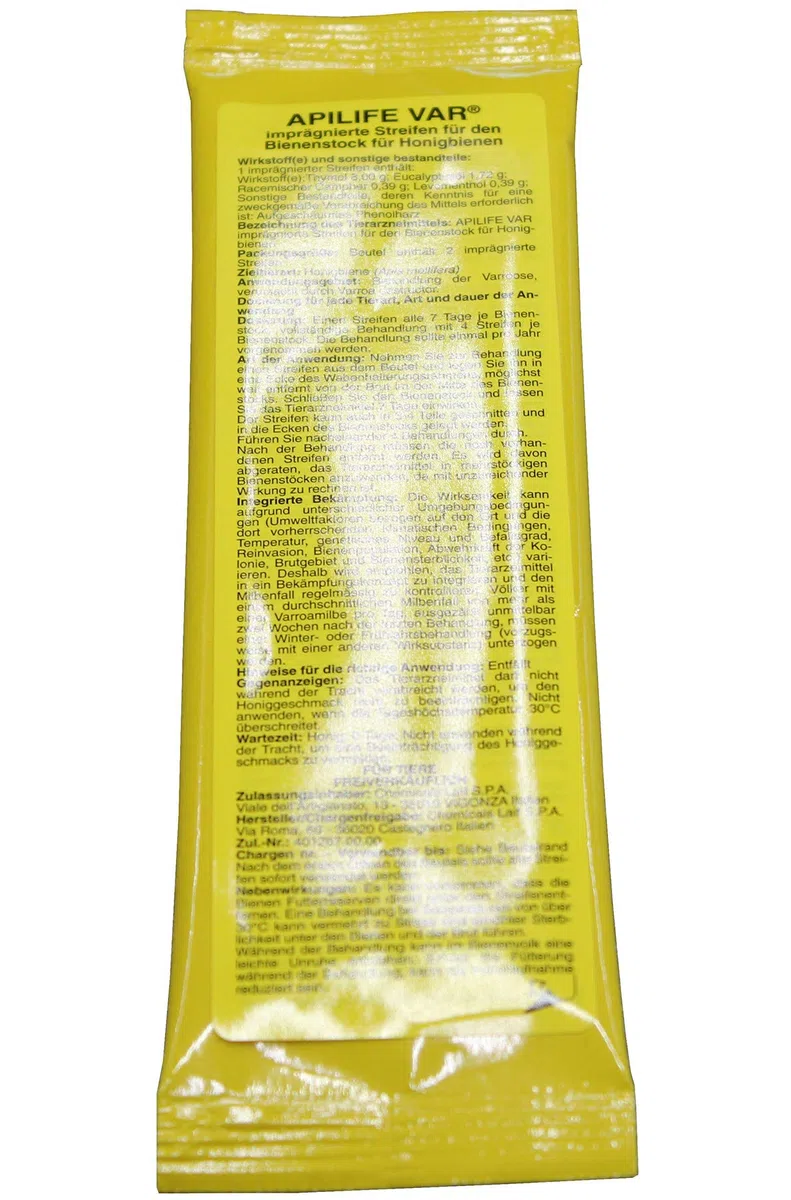 10 mal Api Life VAR Streifen zur Behandlung der Varroa Preis pro Stück 3,60 Euro