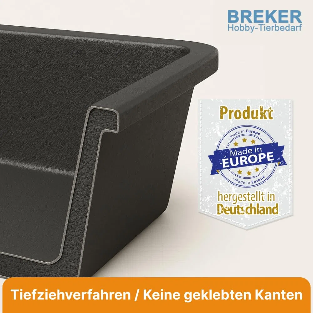 Breker Kunststoffwanne 80x80cm [geeignet als Kotwanne] 64 Liter Fassungsvolumen | Allzweckwanne | Plastikwanne | Schwarz