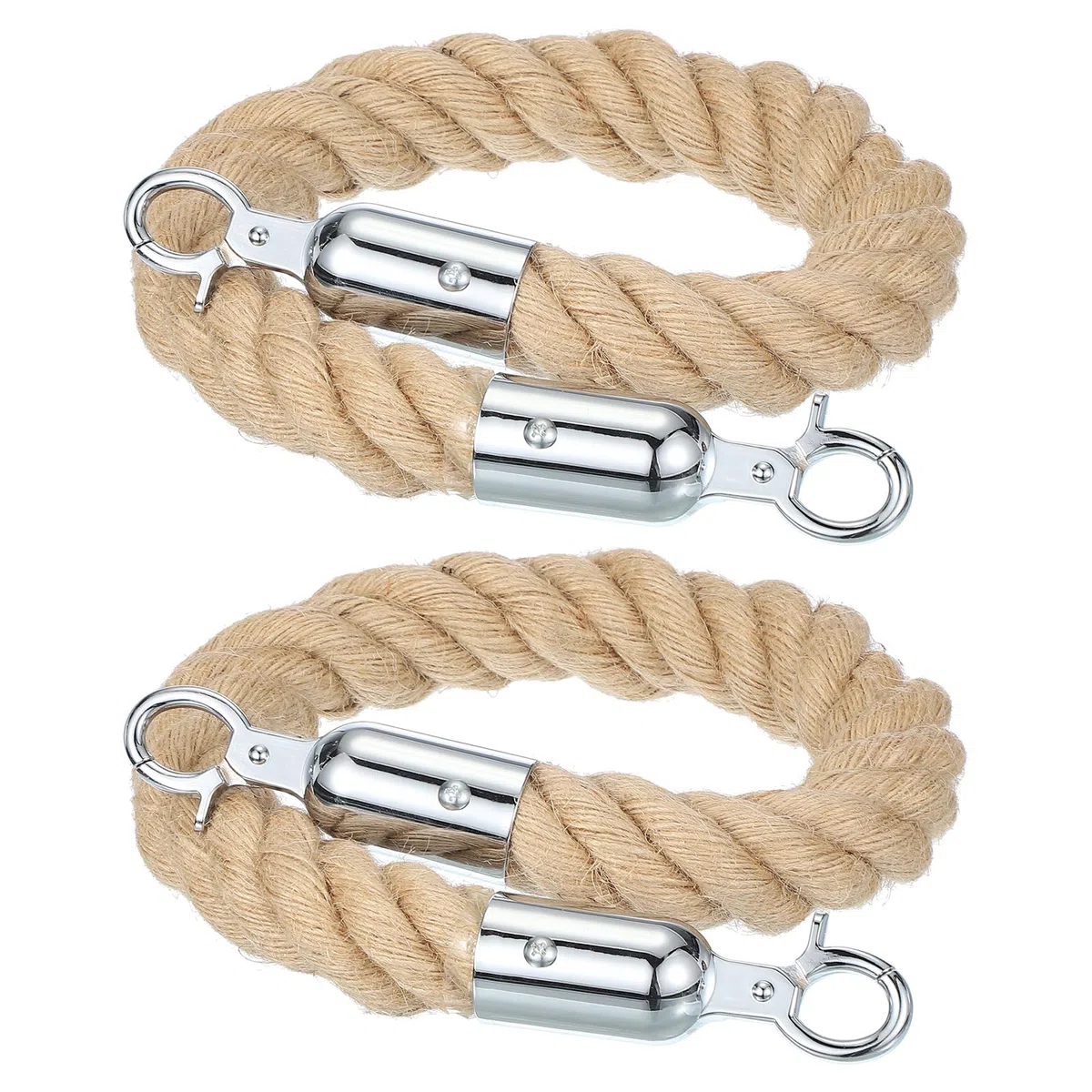 QUARKZMAN Absperrseil Juteseil 0,6m x 32mm Handlaufseil Sicherheits Absperrkordel Geflochtenes Juteseil mit Karabinerhaken Absperrseile für Warteschlangen Kinos Hotel Feiern 2 Stück