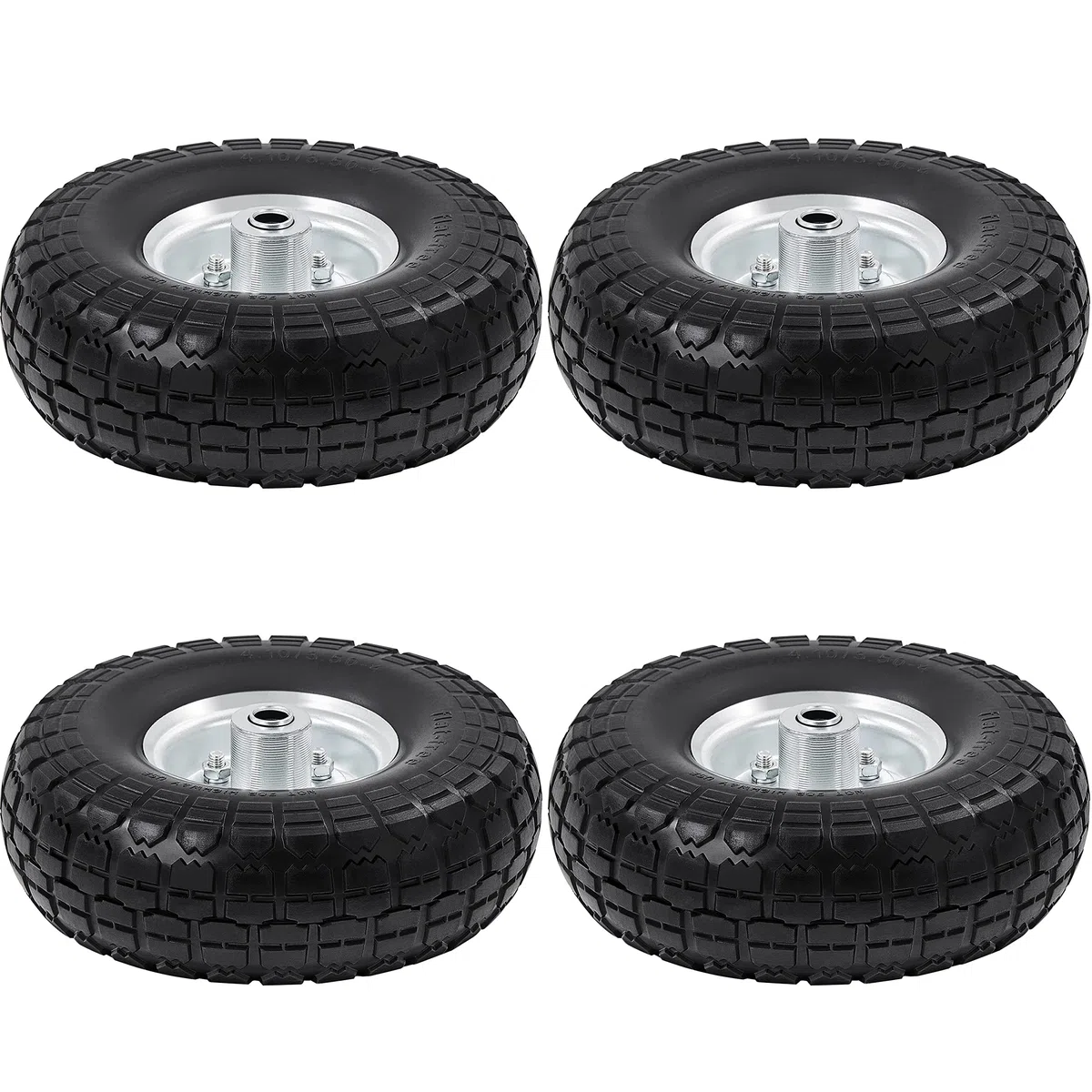 Yaheetech 4x PU Rad Vollreifen Sackkarrenrad, ØxB 255 x 80 mm, 4.10/3.50-4, 16 mm Achse Reifen, pannensicher verschleiß, Bollerwagen Ersatzrad Schubkarrenreifen