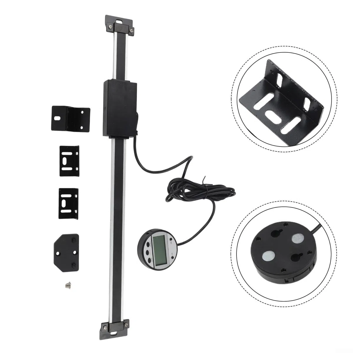 DRO Display 0–300 mm digitale lineare Skala, 0,01 mm Genauigkeit, externe Anzeige mit schneller Geschwindigkeit von 304,8 cm/s, LCD-Bildschirm, schwarzes Gehäuse