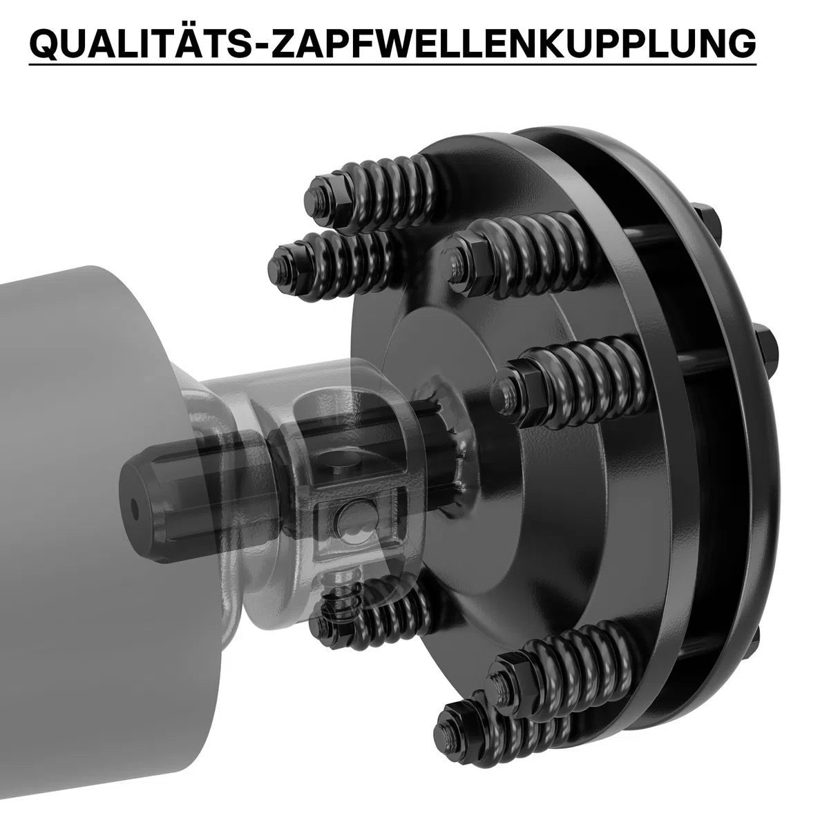 Wiltec Zapfwellen Kupplung für 6 Zahn Keilwelle 1 3/8" AG und IG, PTO-Shaft mit max. 1200Nm, schwarz