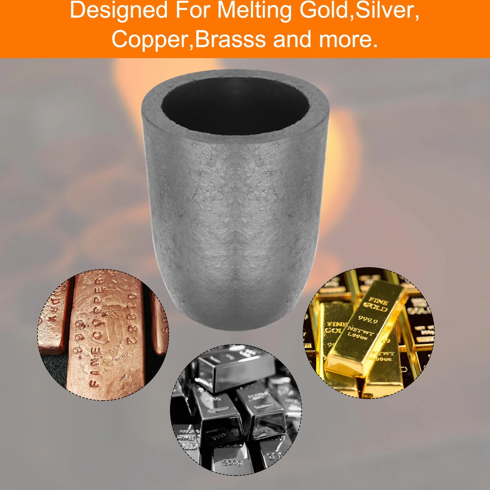 QUARKZMAN Silicium-Graphit-Schmelztiegel, 6 kg Schmelztiegel Kupfergussbecher Metallschmelzbarren zum Schmelzen von Gold, Silber, Kupfer,102 mm IDx145 mm H