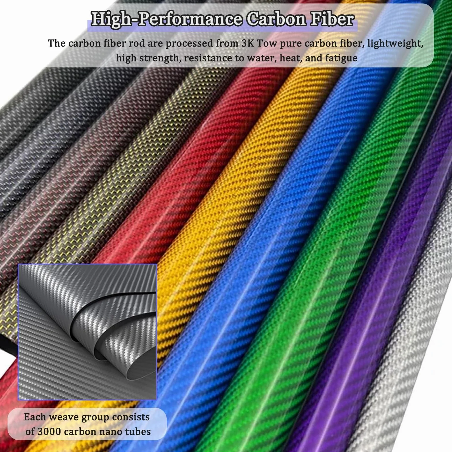 Carbohnfaserrohre Carbonfaserstäbe Kohlefaser-Rohr Runde glänzende Kohlefaserrohre, Silberne leichte Carbonfaser-Rohre mit 2mm Wandstärke, Twill Weave hohlen Carbon Rohr Stabilisator für DIY Segelboo
