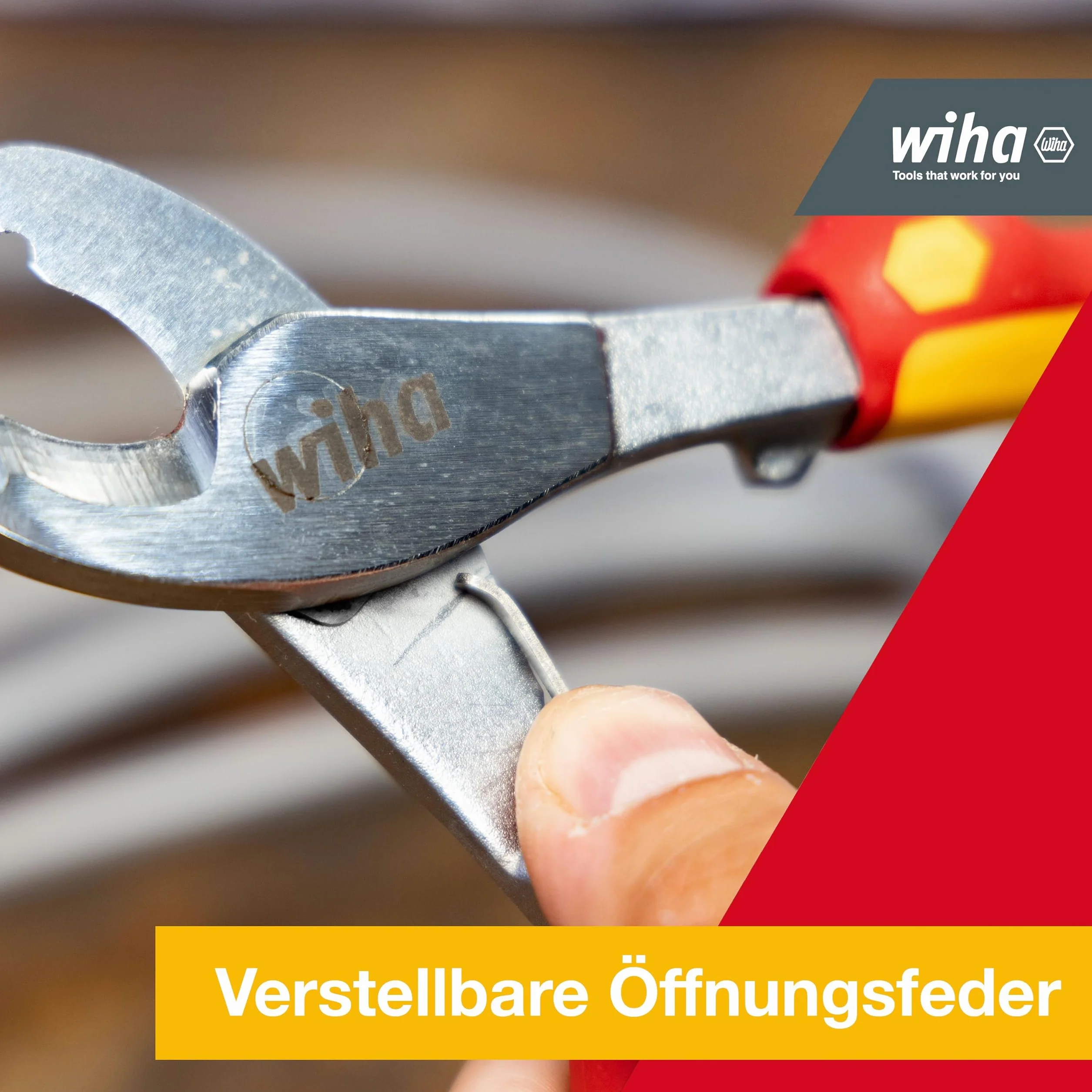 Wiha Kabelschneider Professional electric mit ein- und ausschaltbarer Öffnungsfeder I 180 mm, 7" I VDE- und GS-geprüft I Elektrikerzange (43664)