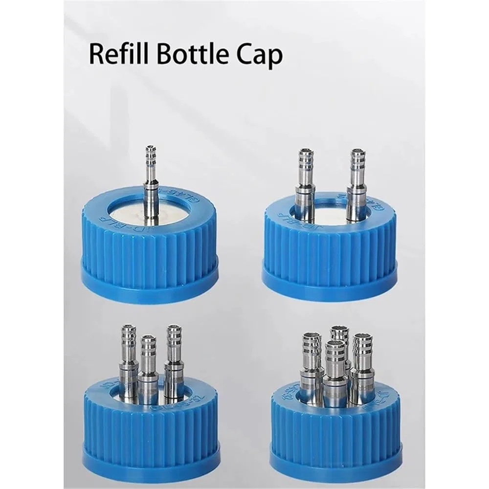 Laborglaswaren Nachfüllflaschenverschluss GL45 1-4 Löcher Edelstahl-Nachfüllflasche mit offenem Deckel, Schraubverschlüsse(3hole(Large))