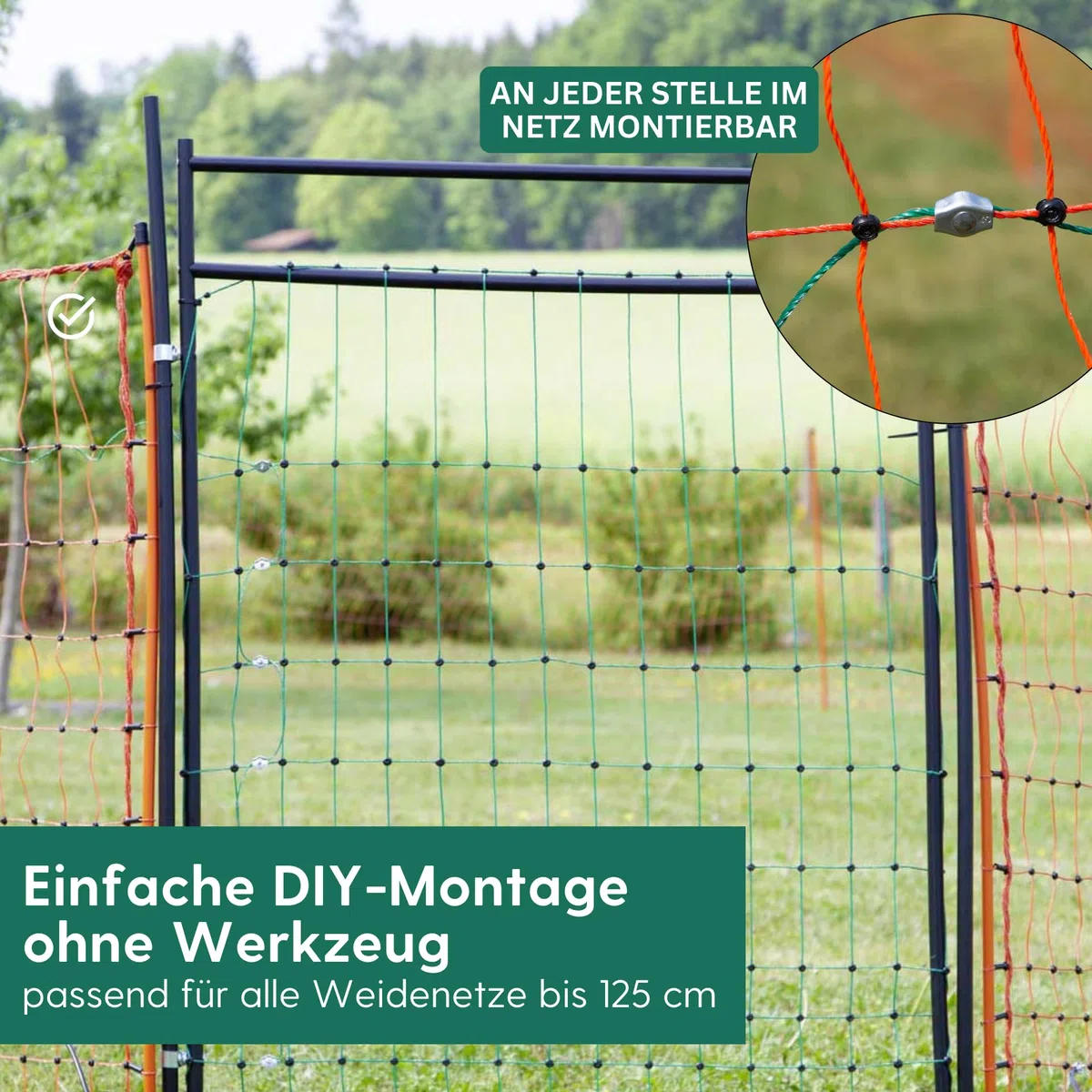 Agrarzone Tür für Weidezaunnetz bis 125 cm Zauntür Weidezaun Hühner Tor | 86 cm Öffnungsbreite, elektrifizierbar, Weidetor, Weidezaun