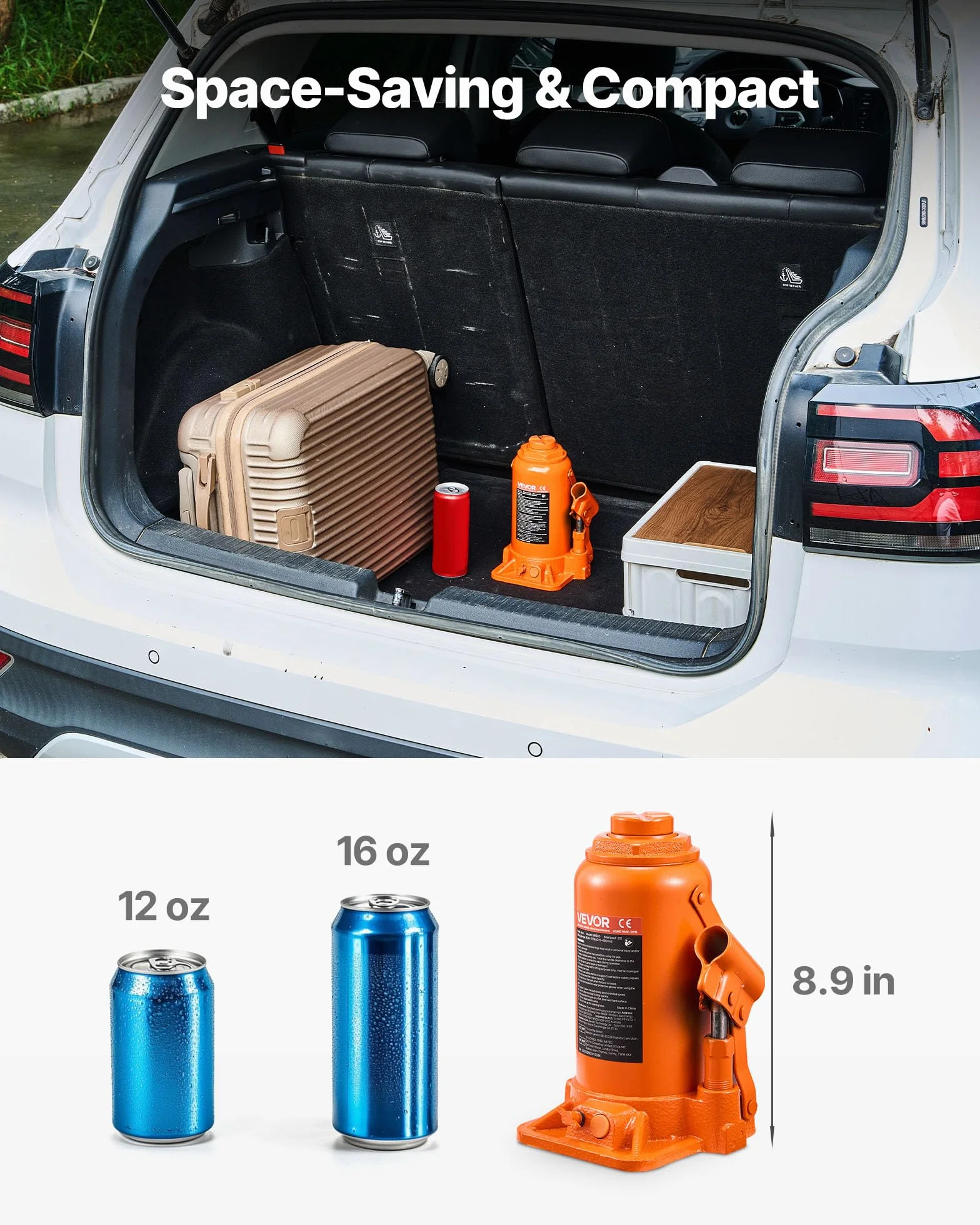VEVOR hydraulischer Wagenheber Flaschenwagenheber 20 t 225–435 mm Hubbereich, Hochleistungs-Stempelwagenheber für Auto SUV Pickup Autoreparatur Hauslift landwirtschaftliche Geräte, Orange